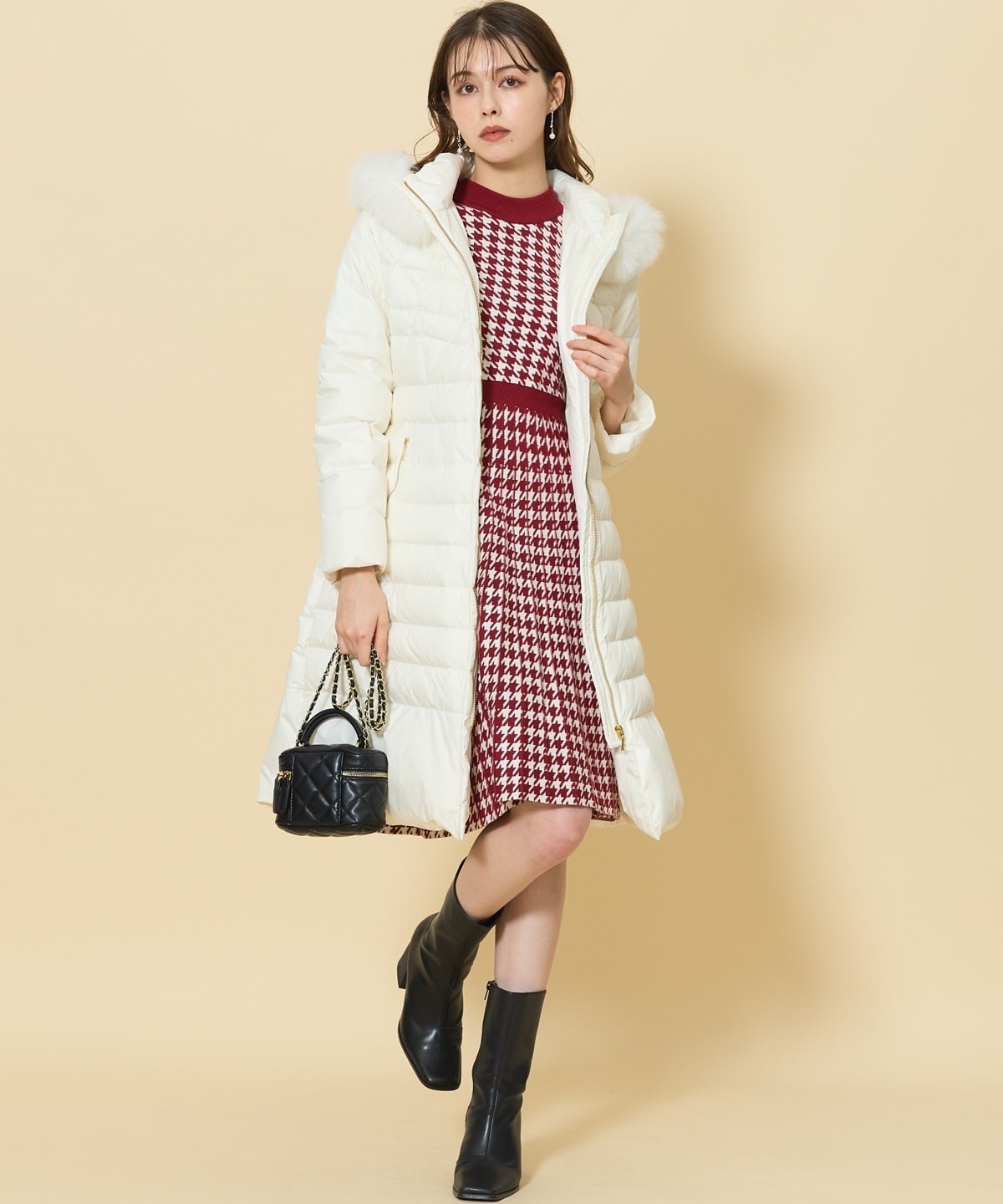 FOXファー付エレガンスロングダウンコート