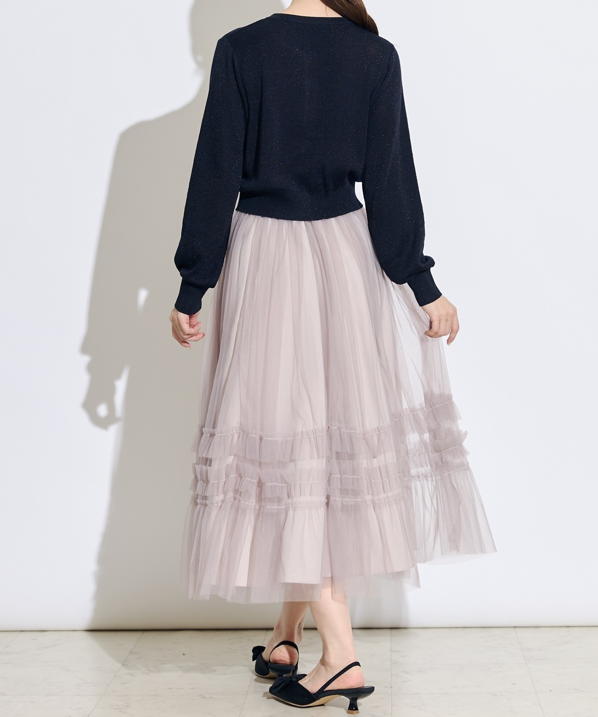 フリル切替チュールエアリースカート