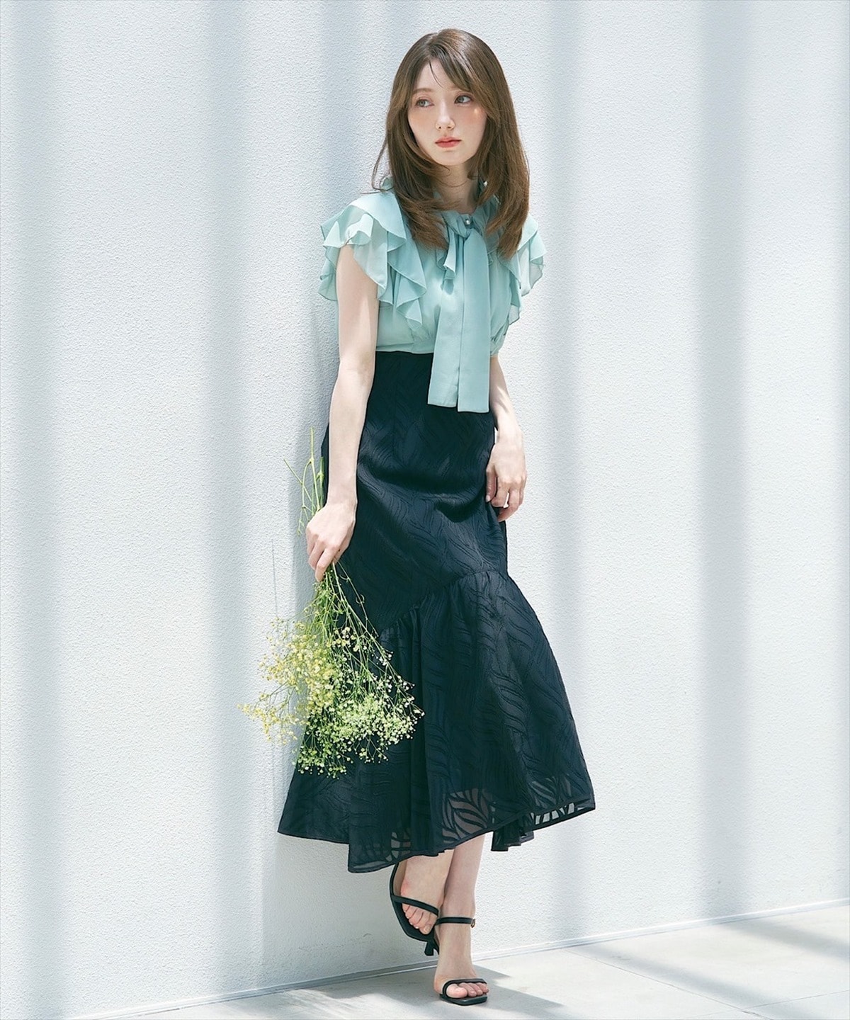 リーフオパールパイピングティアードスカート