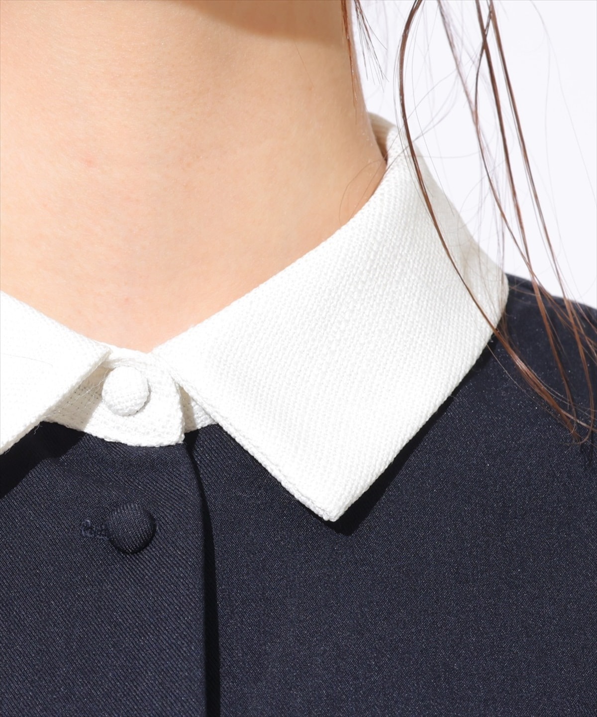 サマーツイードバイカラー衿ハーフスリーブワンピース