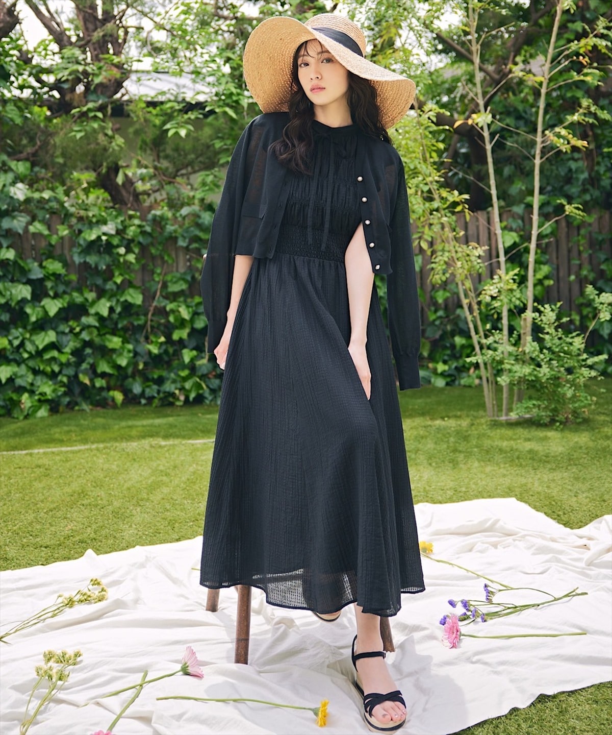 Vネックラメシアーフラップニットカーディガン