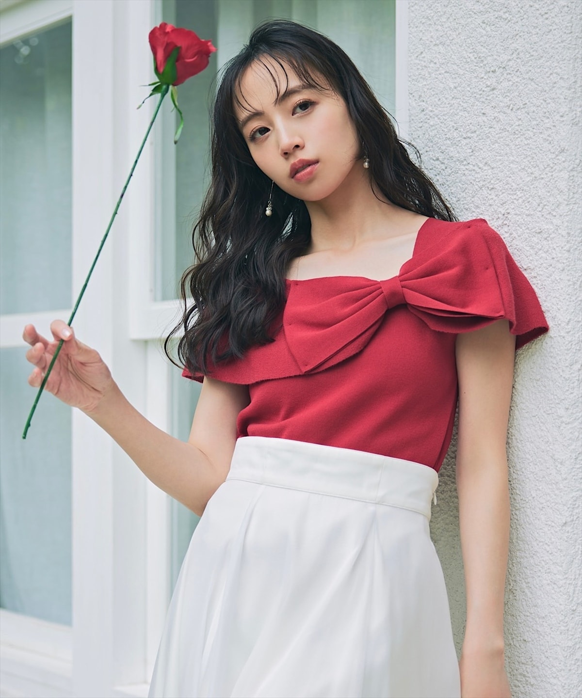 リボンディテールニットプルオーバー