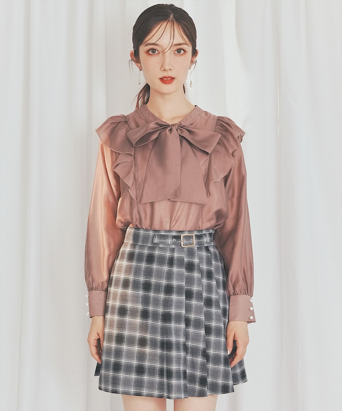 2WAYシアーフリルボウタイブラウス