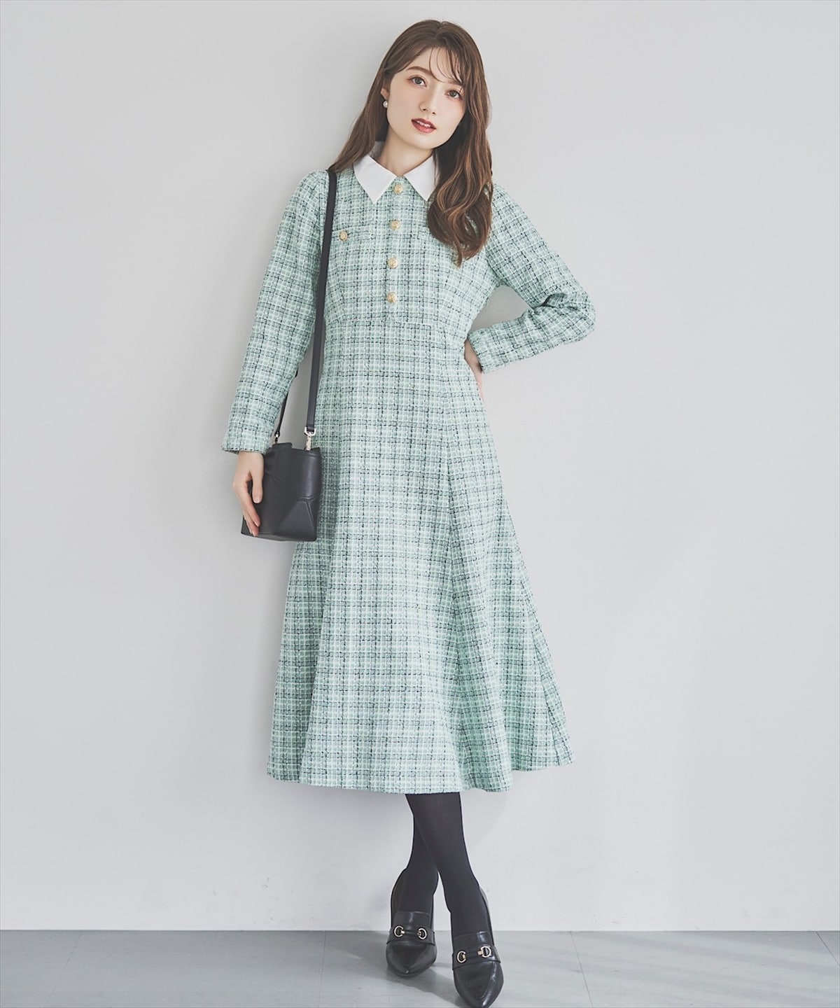 【11/21(Fri)発売】襟付きツイードワンピース