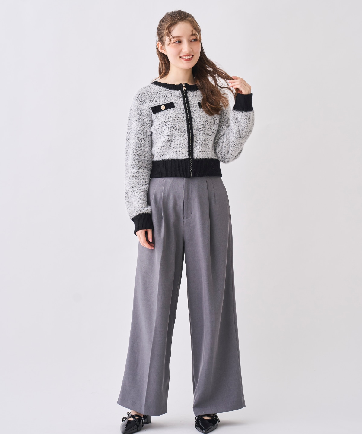 【12/5(Fri)発売開始】フェザーツイードニットジャケット