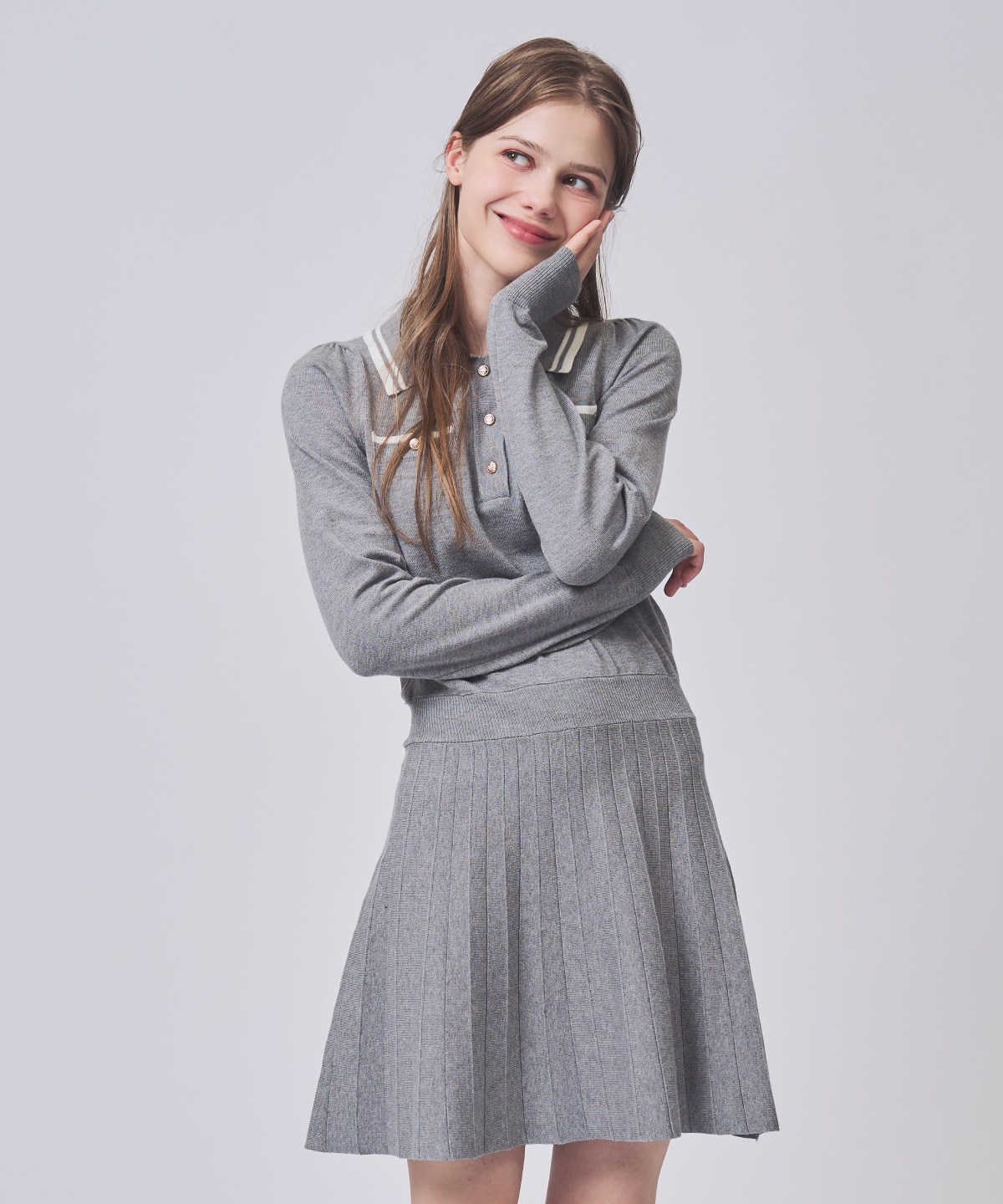 【1/23(Fri)発売】配色ポロニットミニワンピース