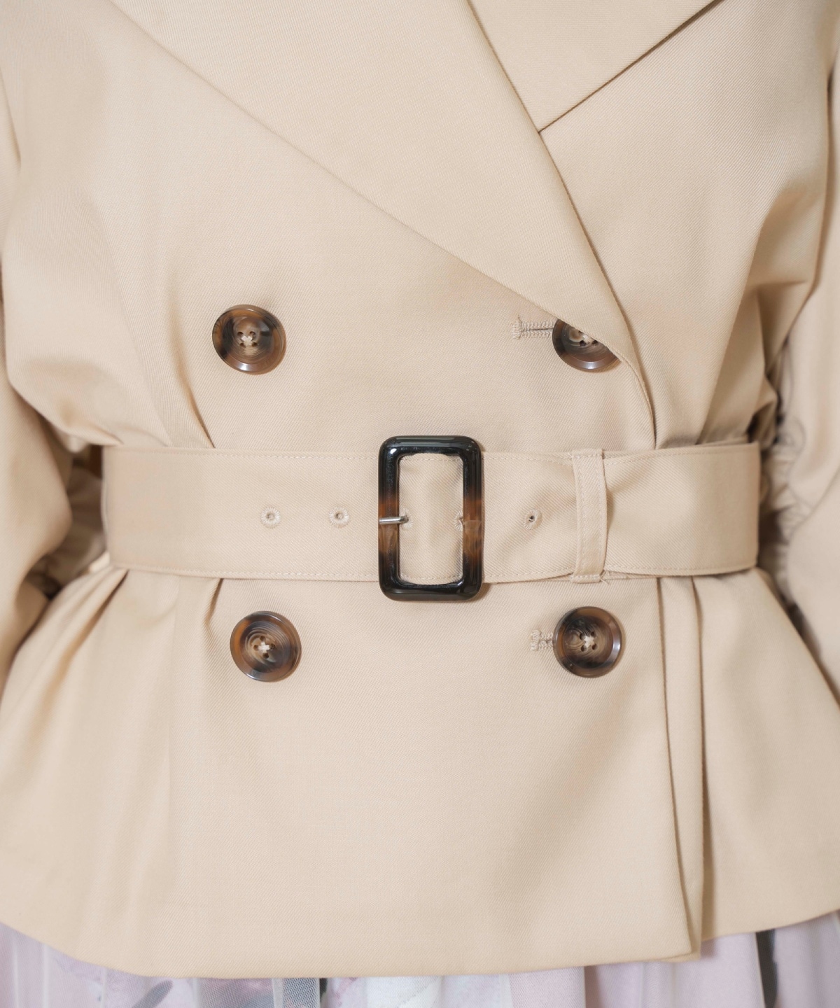 ギャザー袖ショートトレンチ