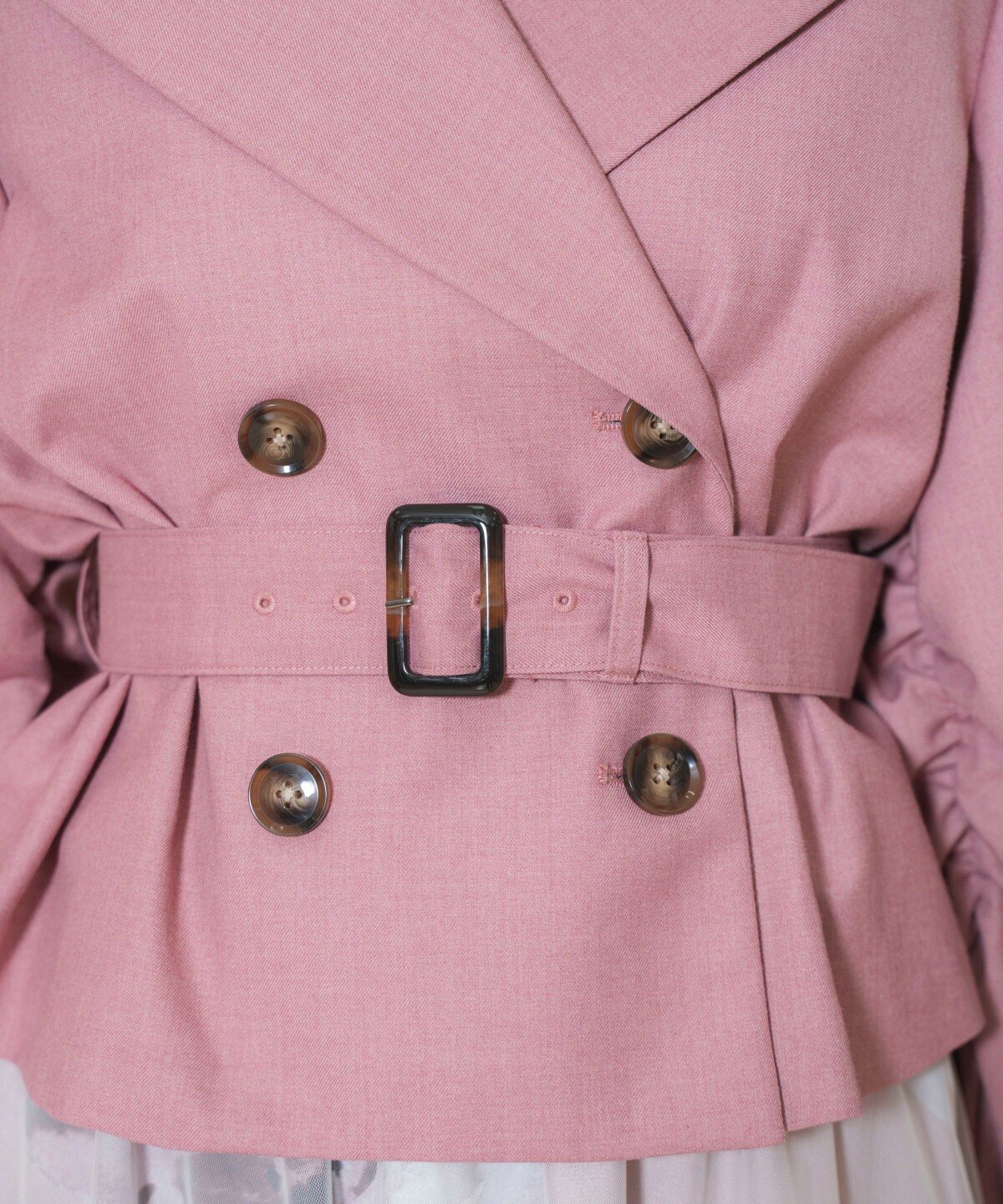 ギャザー袖ショートトレンチ