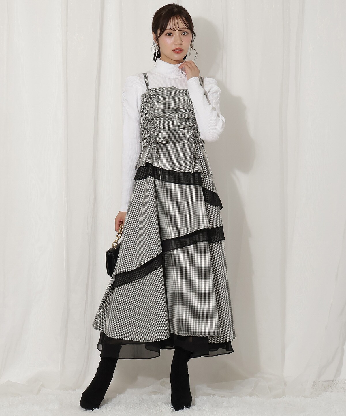 ティアードギャザーキャミワンピース