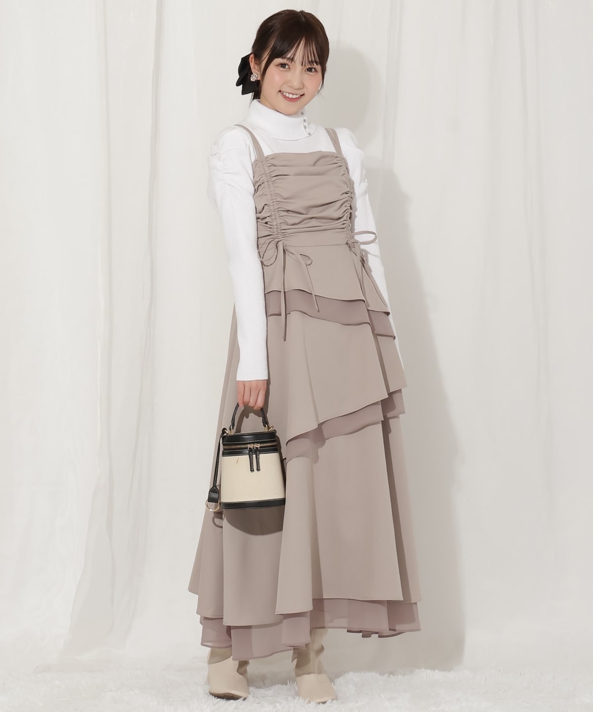 ティアードギャザーキャミワンピース