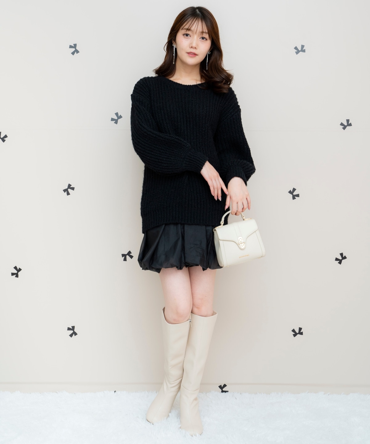 ニットプルオーバー×バルーンスカートセット