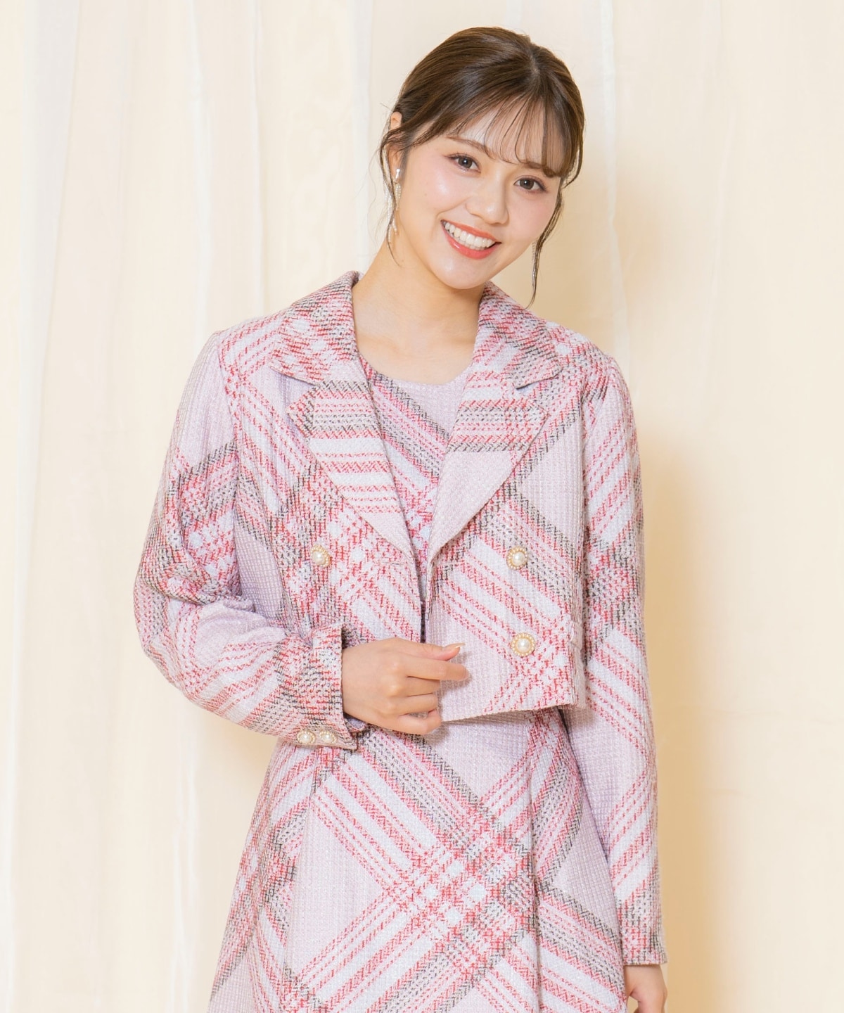 ツイードチェックショートジャケット