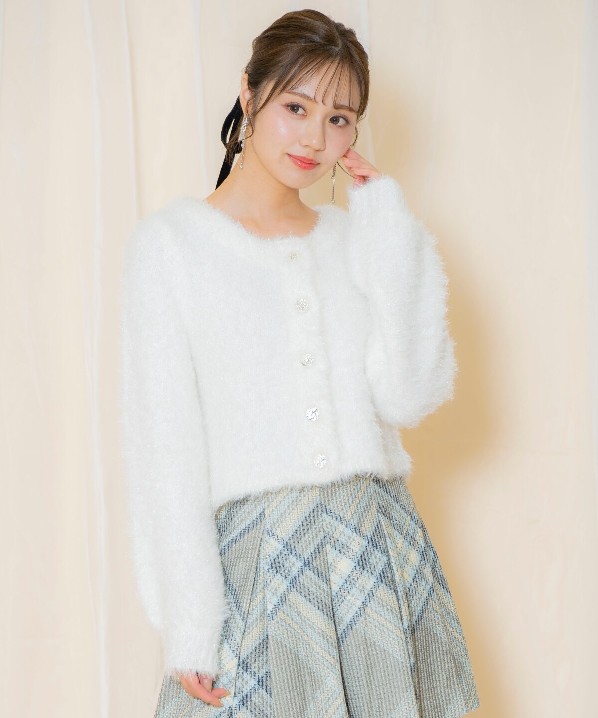 シャギーラメカーディガン