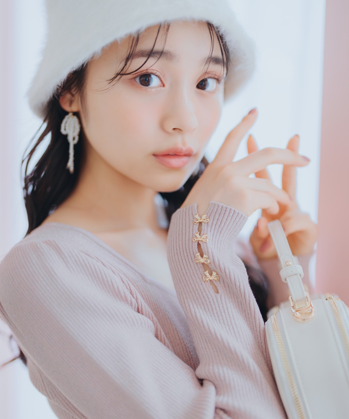 リボンスリーブ2WAYラメニット