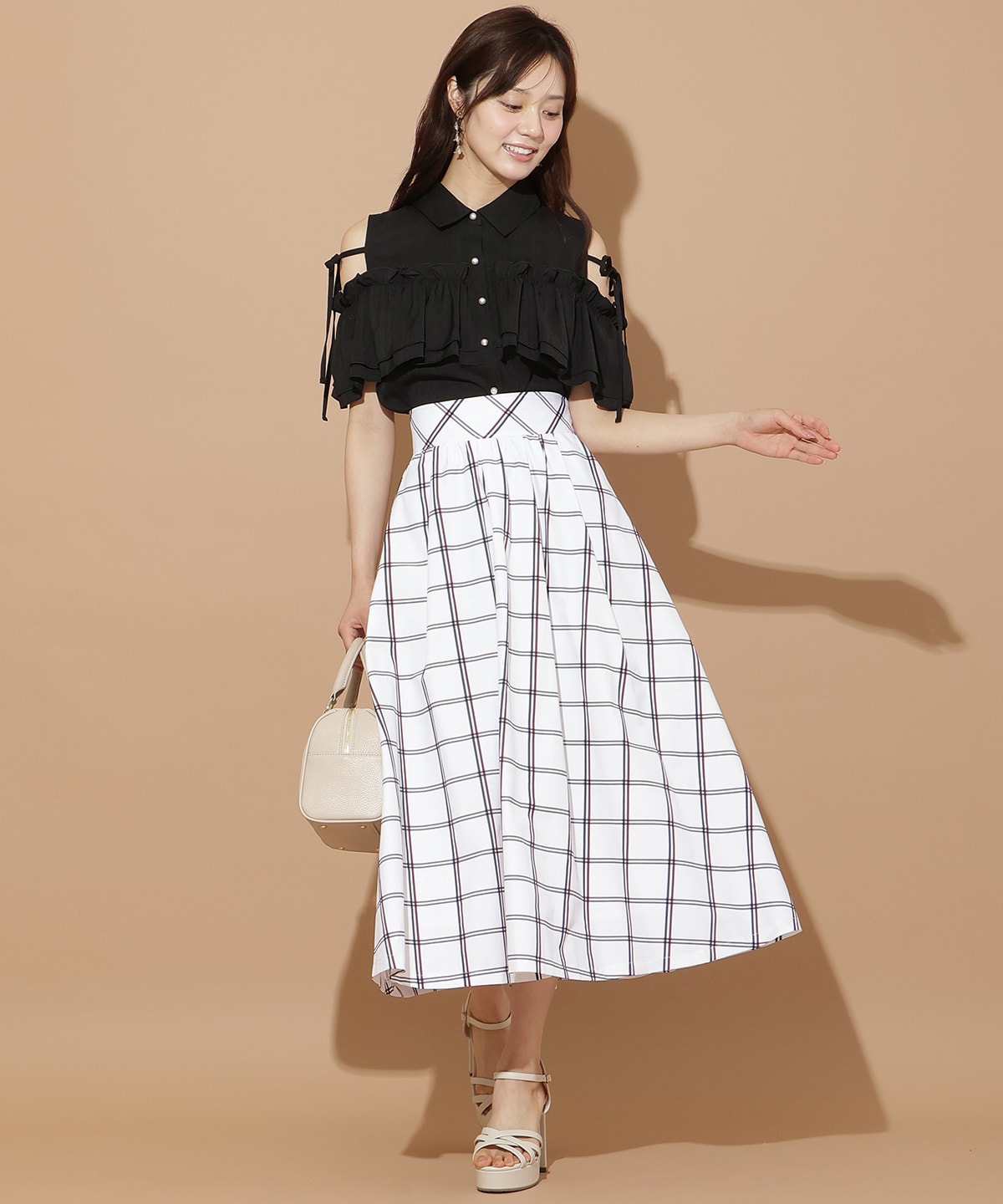 ナローリボンオフショルブラウス