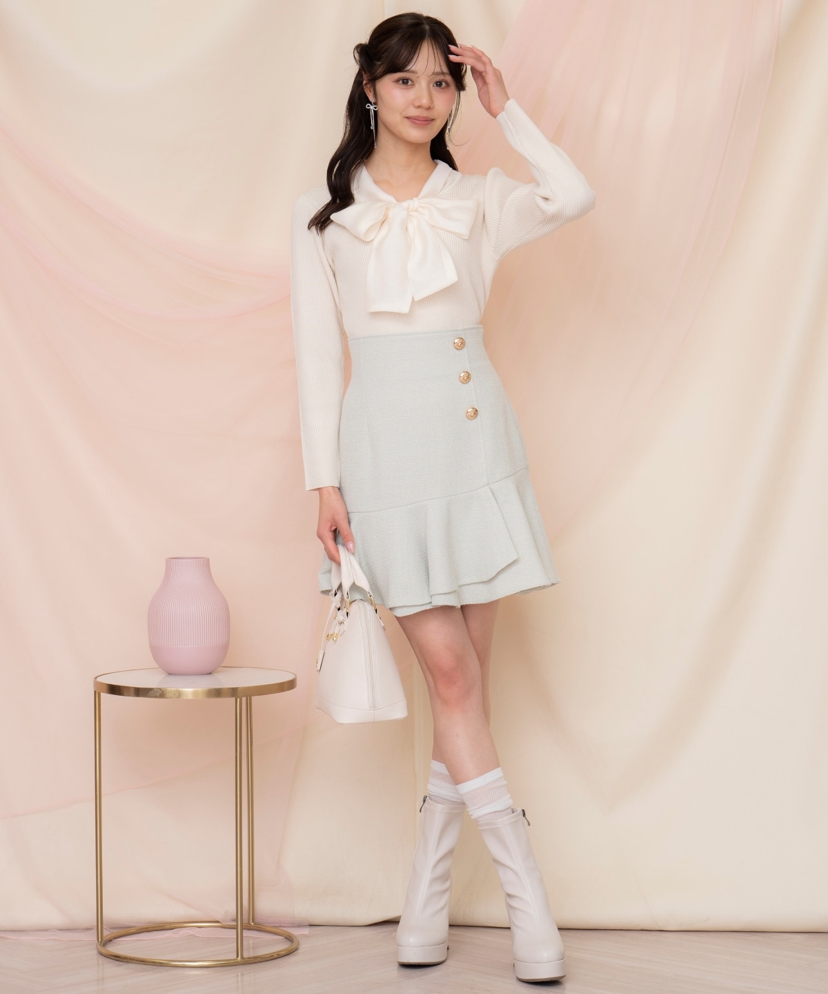 アシメヘムツイードミニスカート