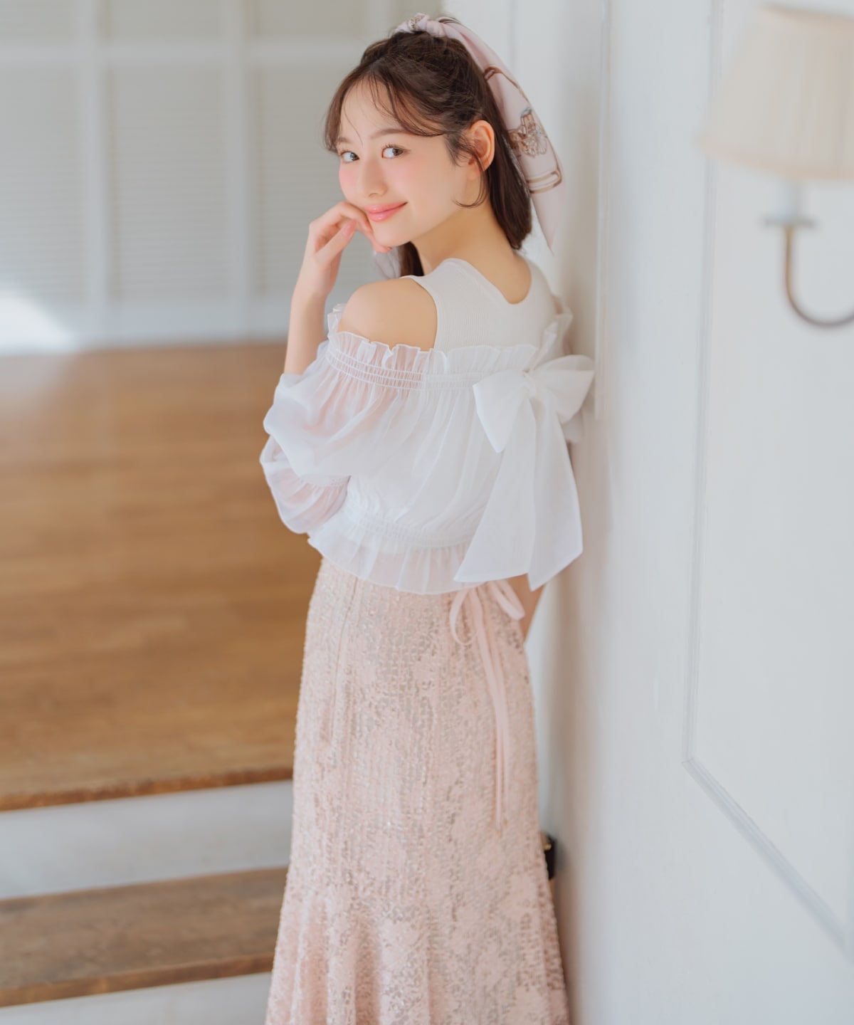 スパンコールレースマーメイドスカート