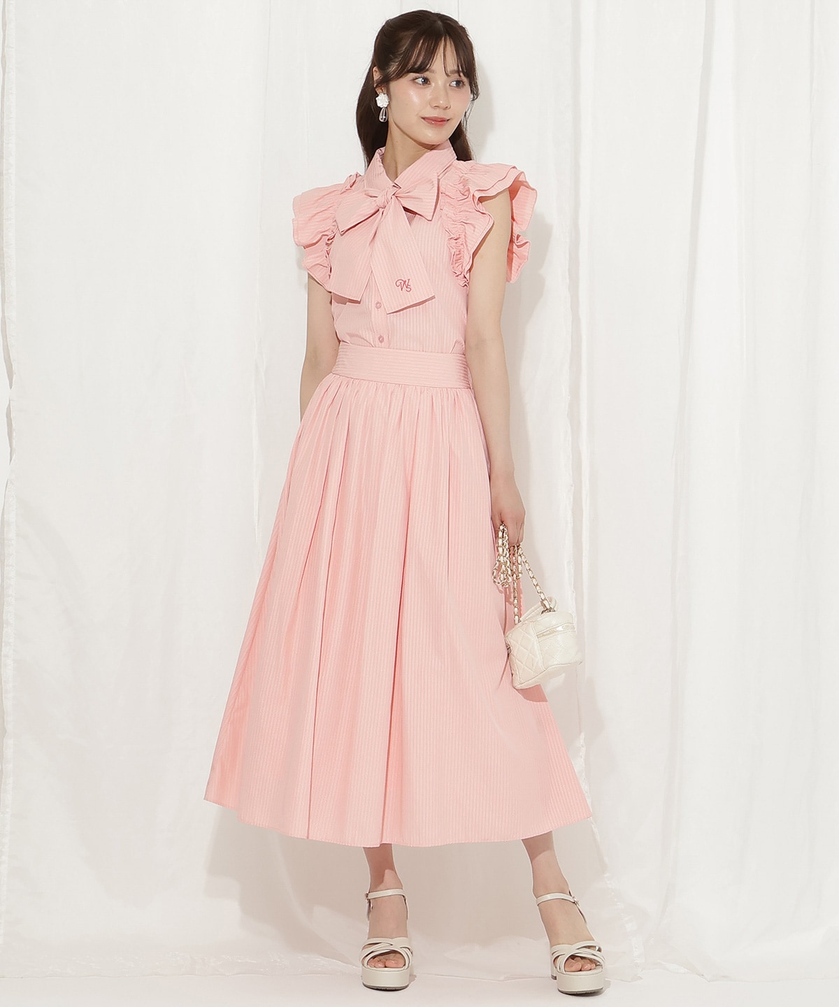 バックレースアップストライプスカート