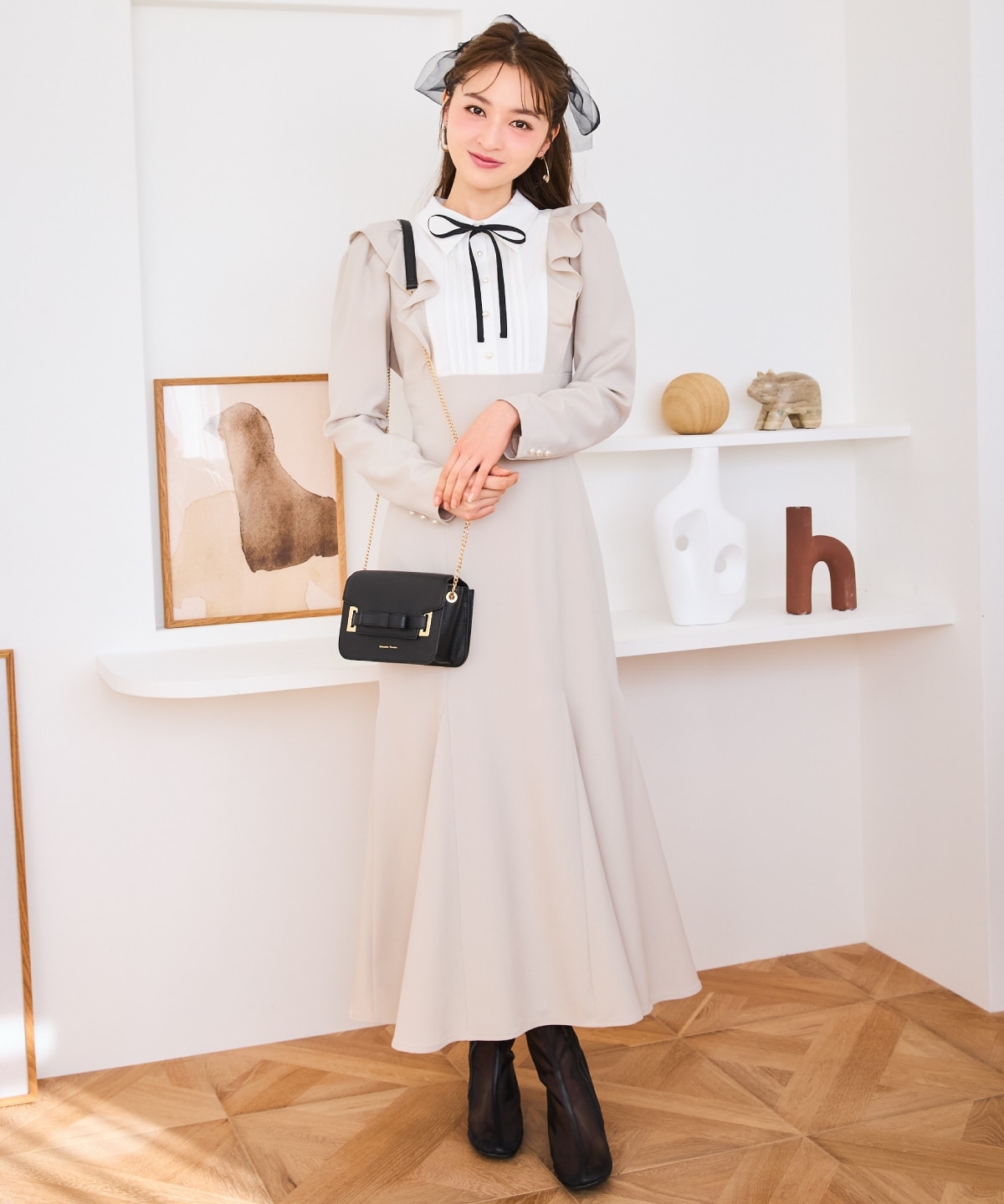 配色ヨークマーメイドワンピース