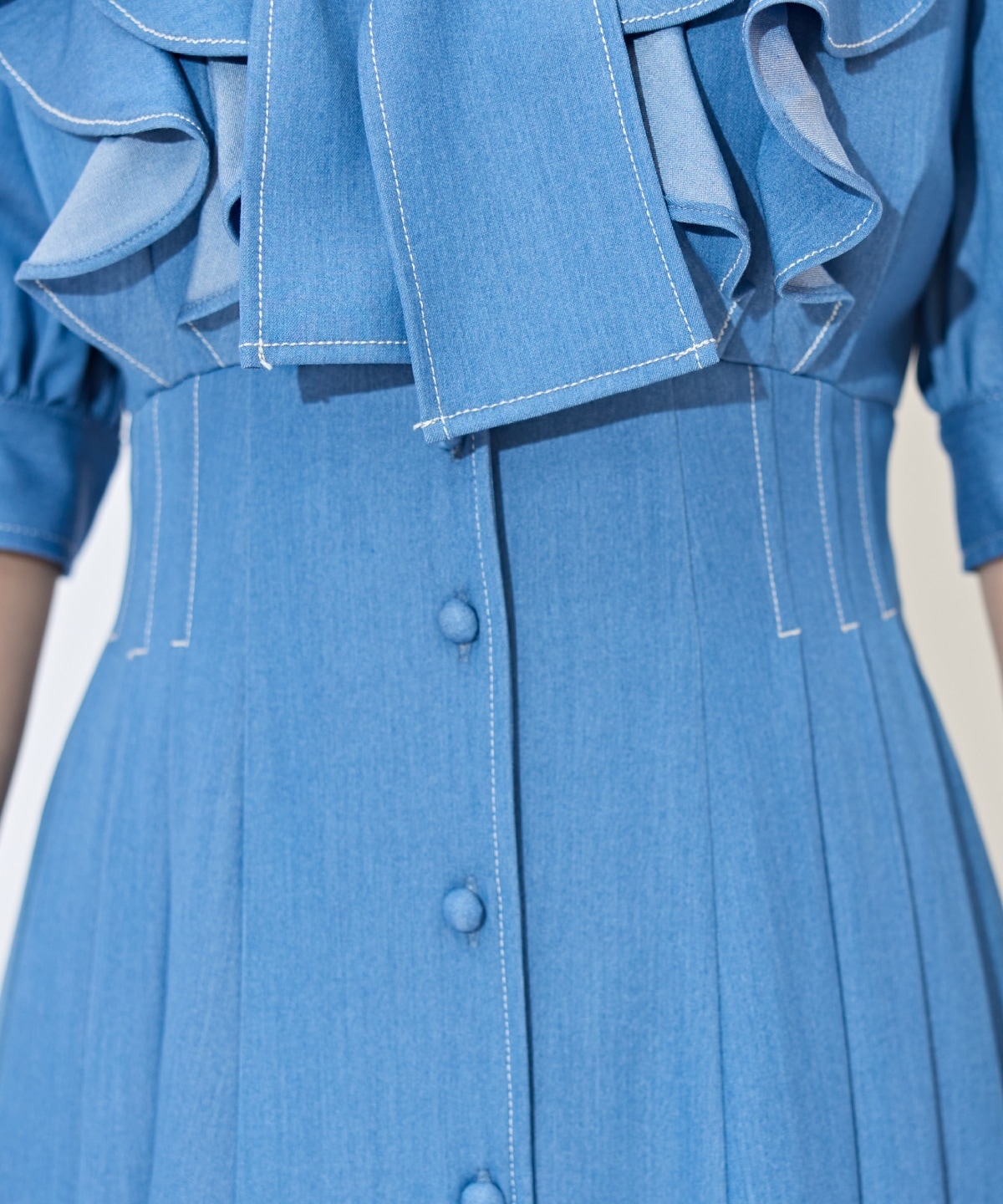 ラッフルリボンタイシャツワンピース