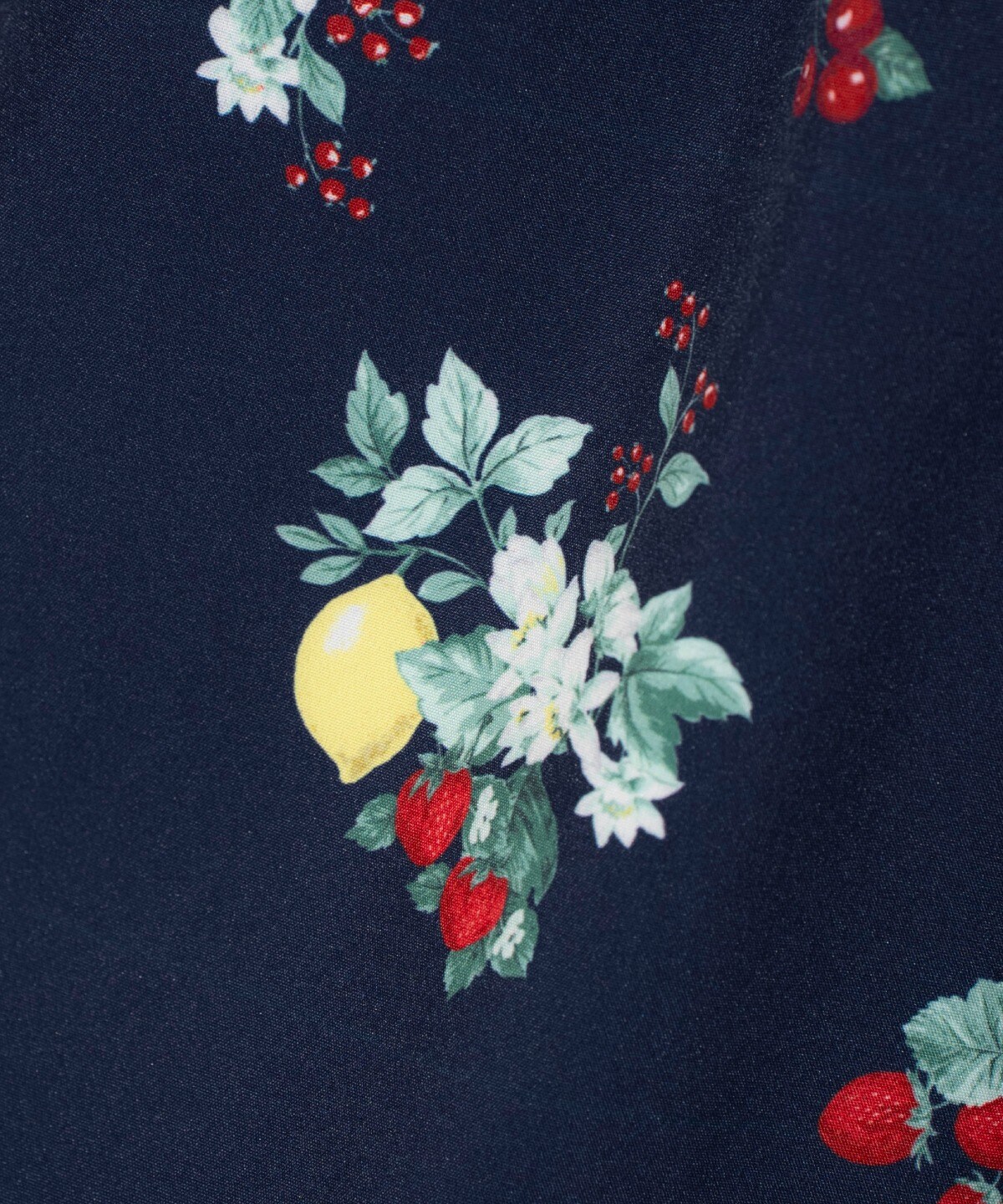 リボンショルダーフルーツプリントワンピース