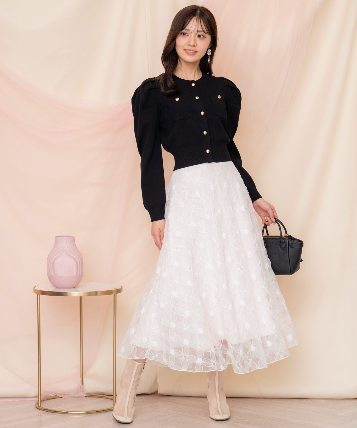 ポケットデザインタックスリーブカーディガン