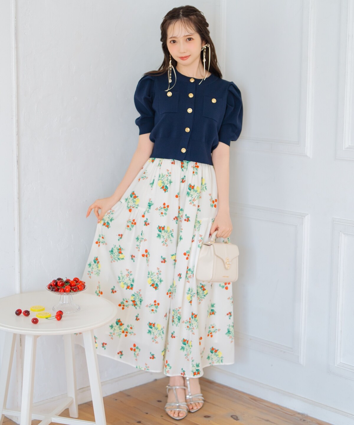 ポケットデザインパフカーディガン