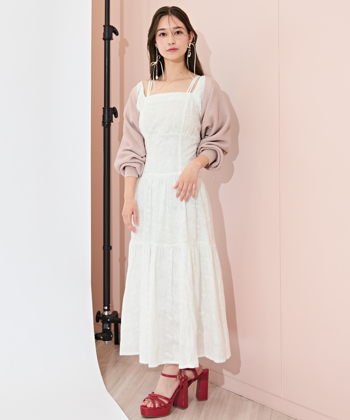 ショート丈柄編みボレロ