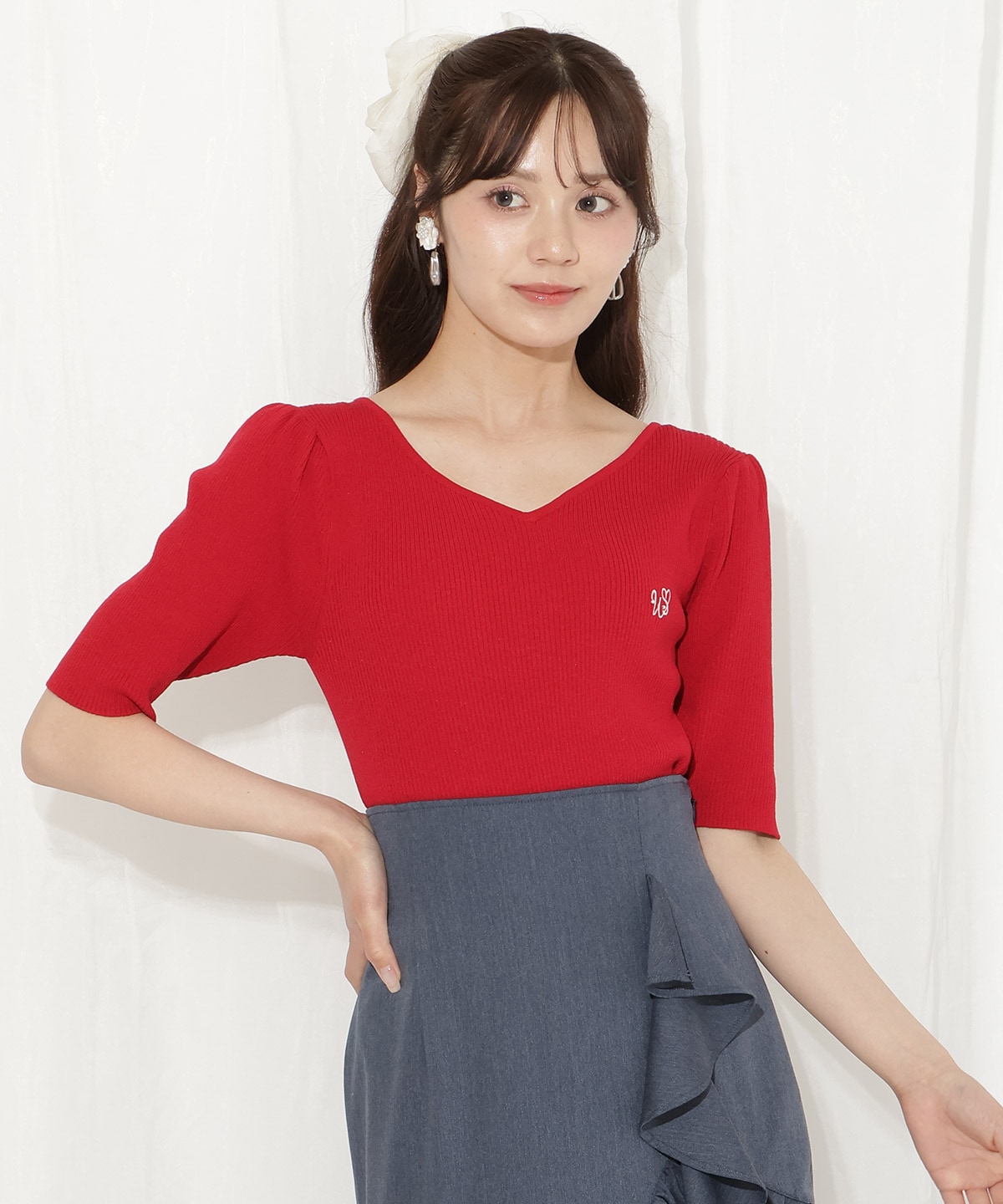 ハートネックニットプルオーバー