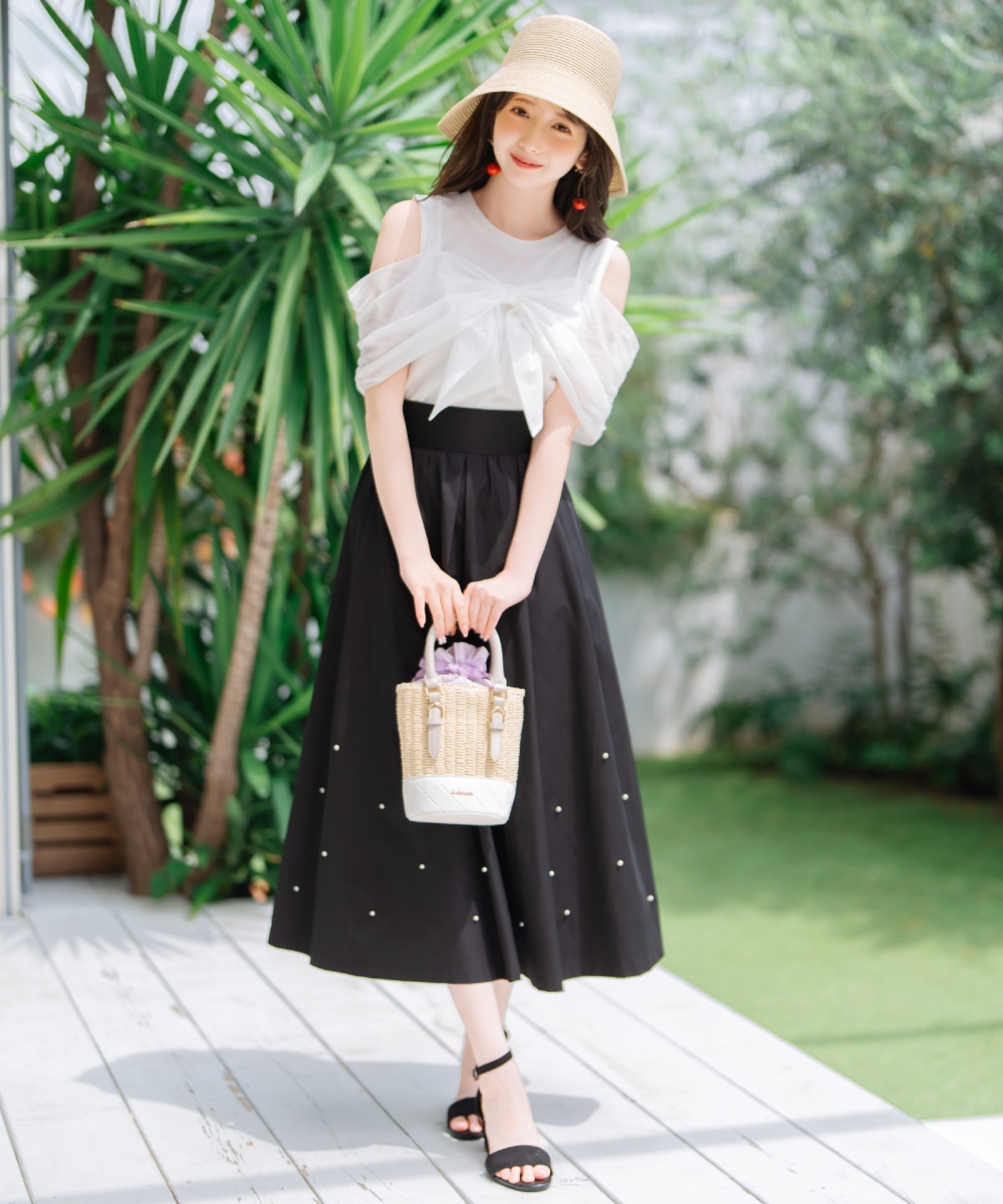 リボンレイヤードカットトップス