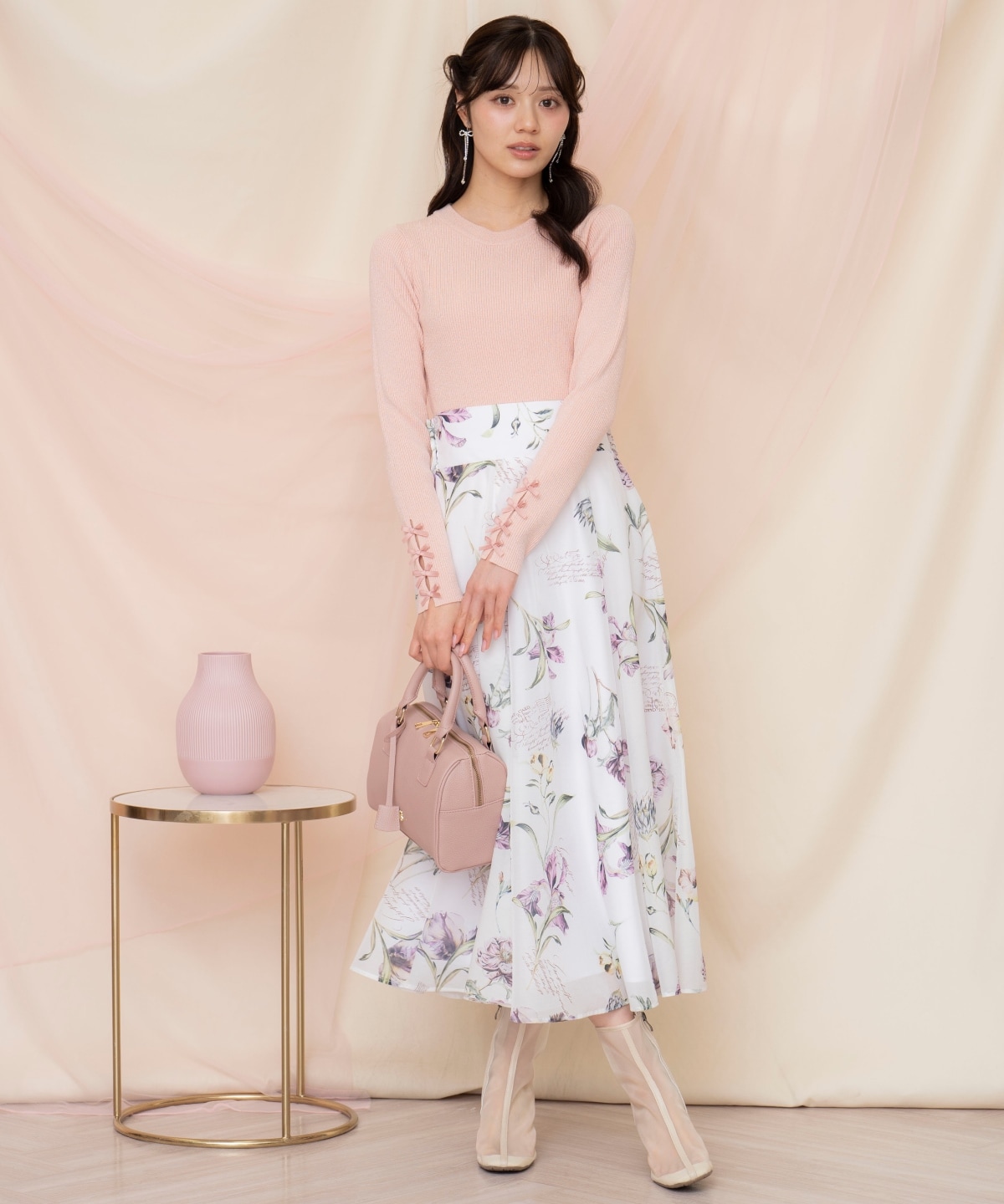 【なくなり次第終了】袖リボンボトルネックニット