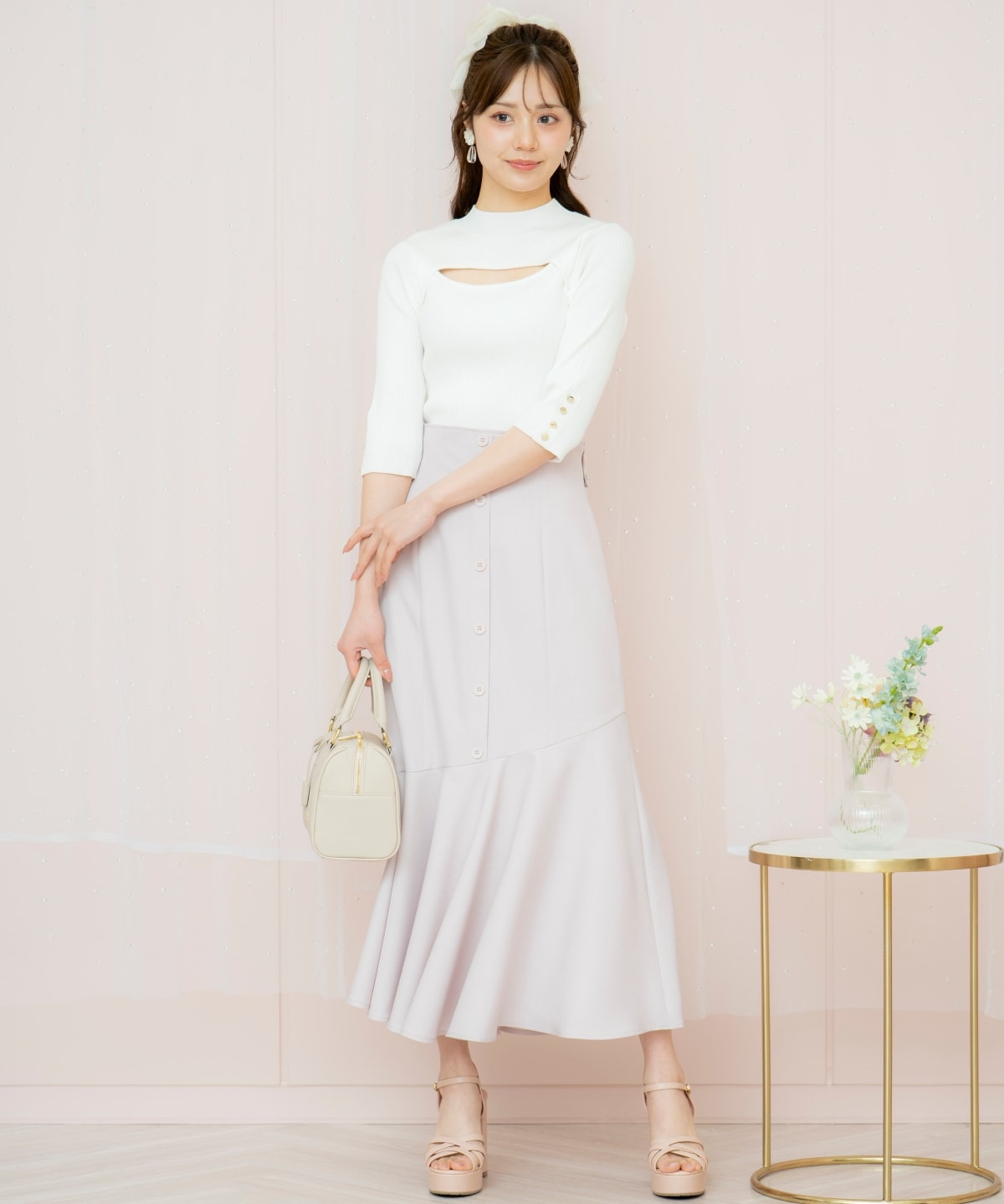 デコルテオープンハイネックプルオーバー