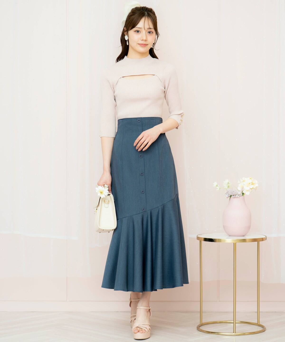 デコルテオープンハイネックプルオーバー