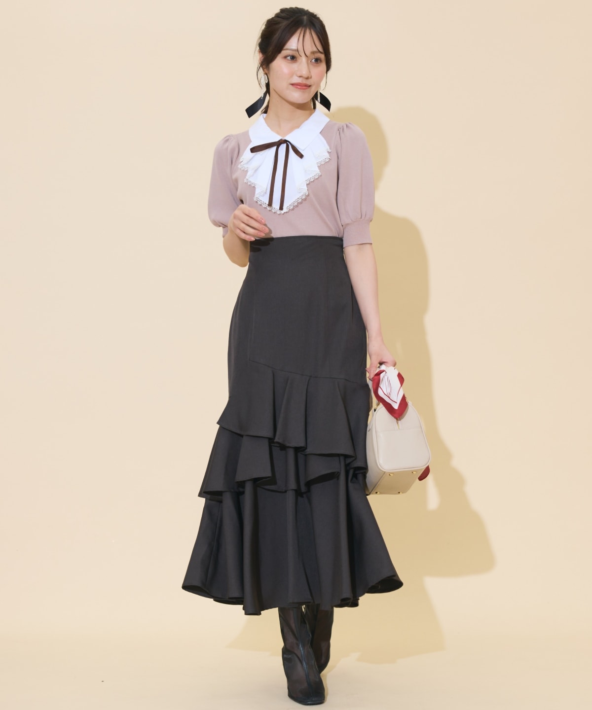 アシメレイヤードハイウエストスカート