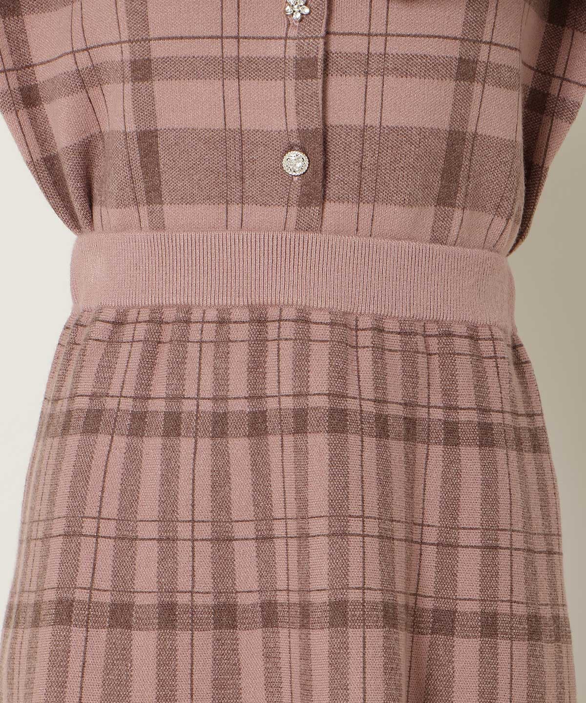 【10/17(fri)12時発売】チェック柄ニットフレアスカート