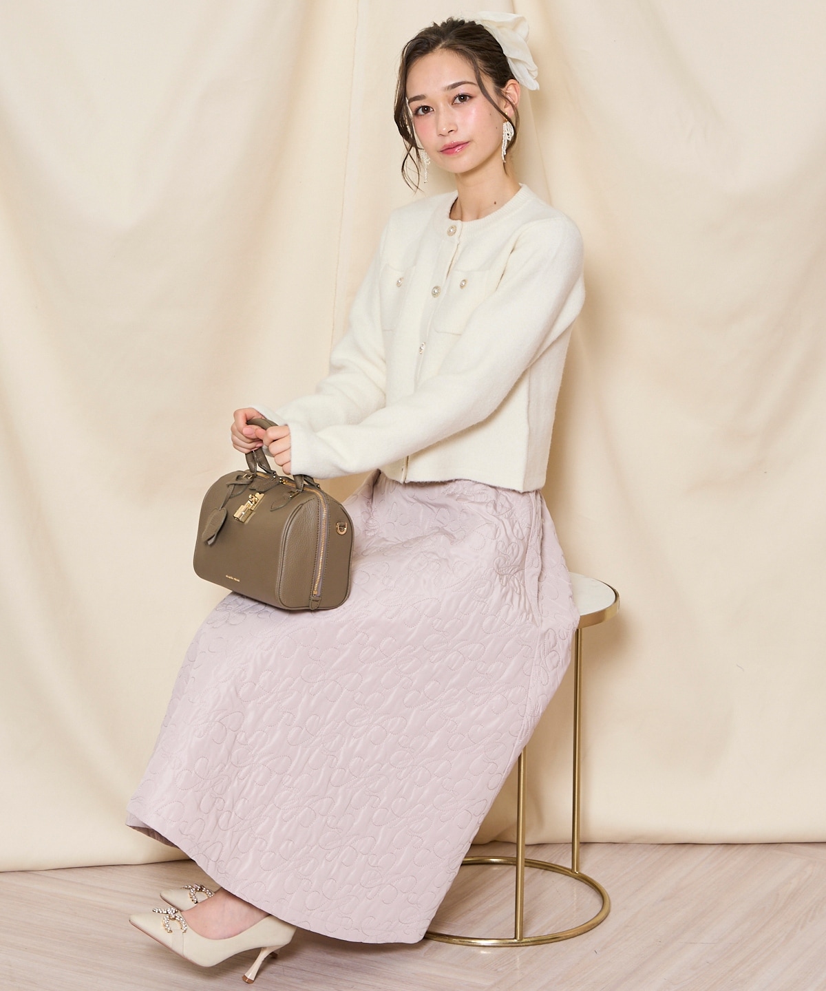 キルティングボリュームフレアスカート