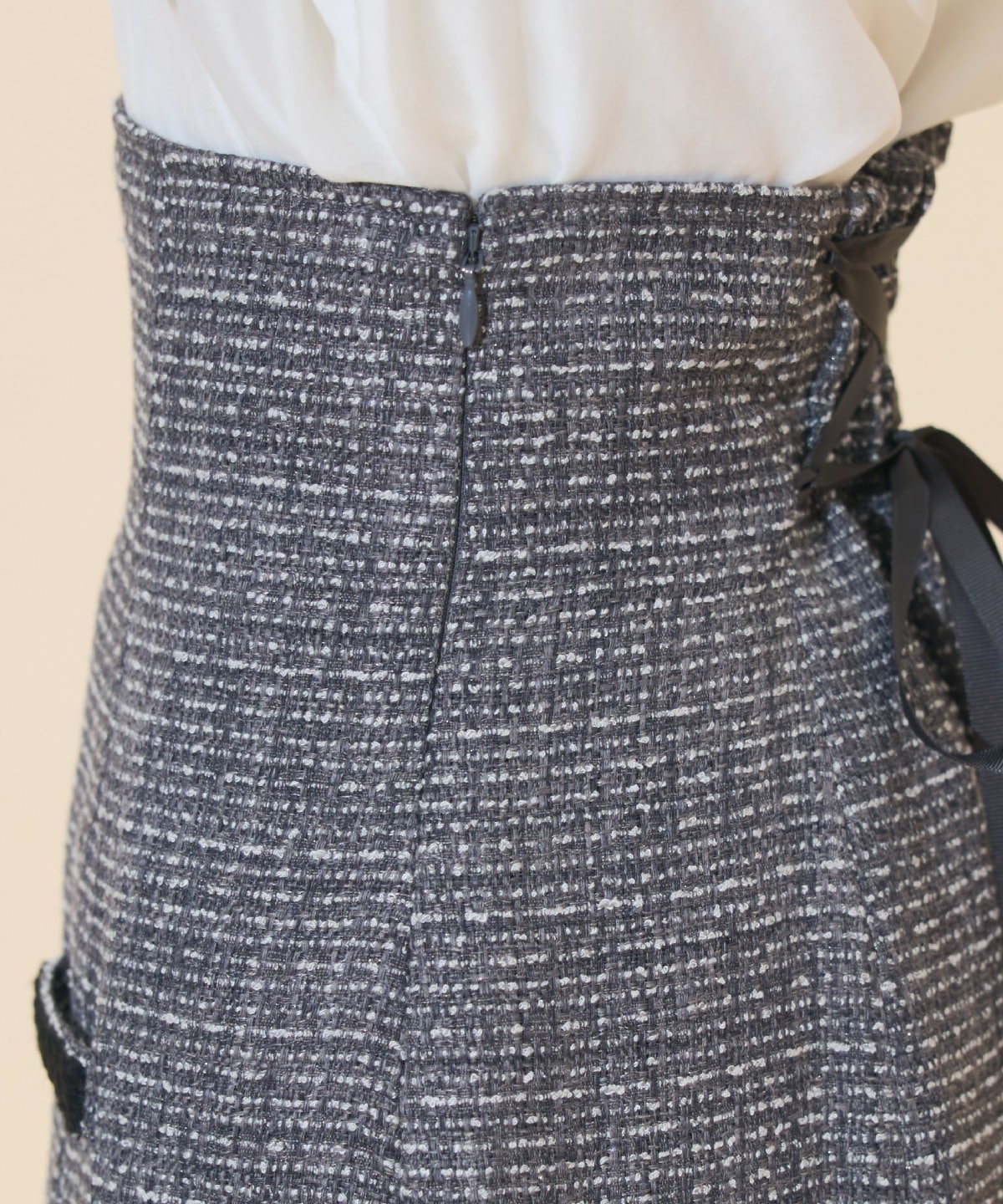 ブレードデザインツイードミニスカート