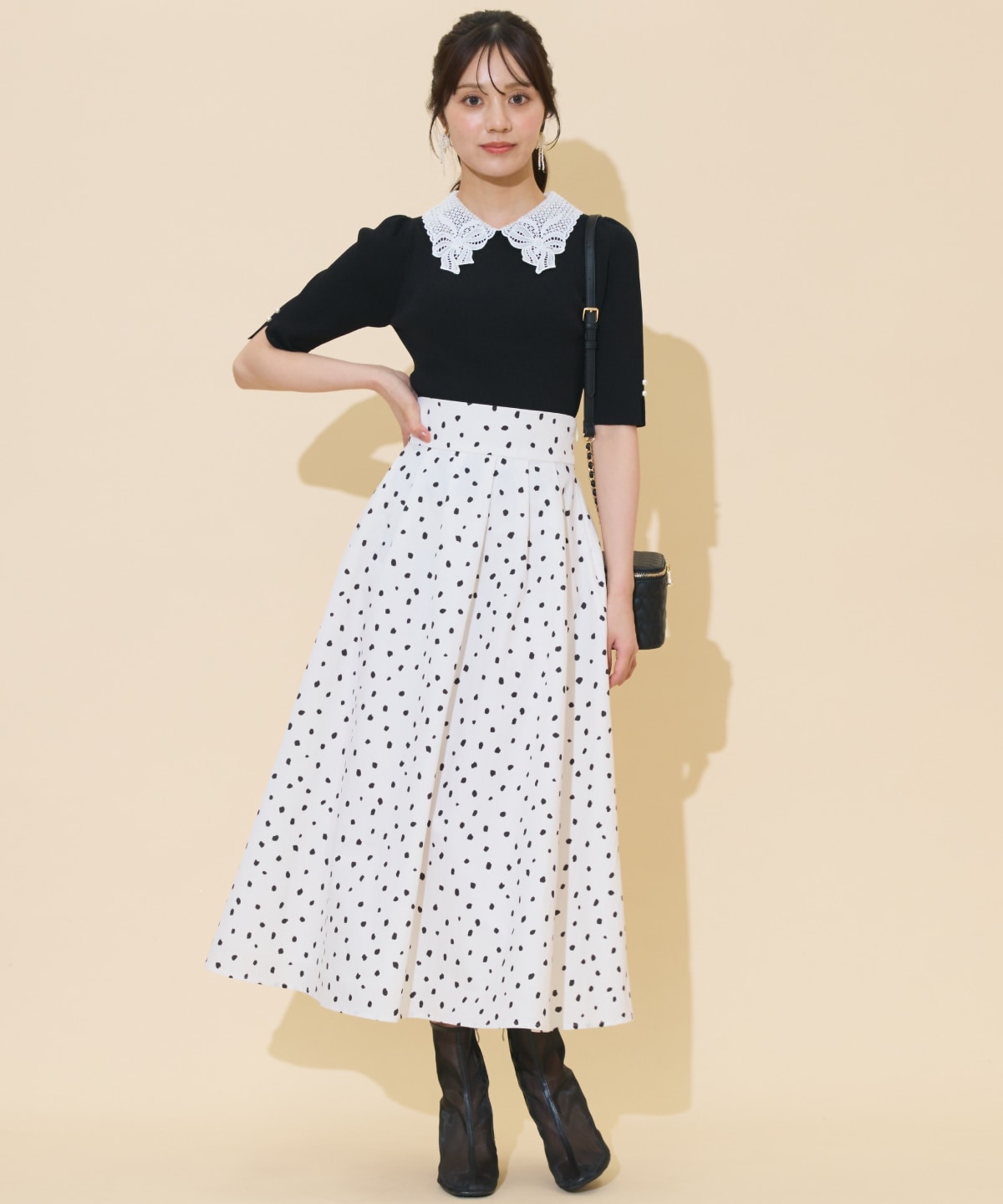 ダルメシアンプリントボリュームタックスカート