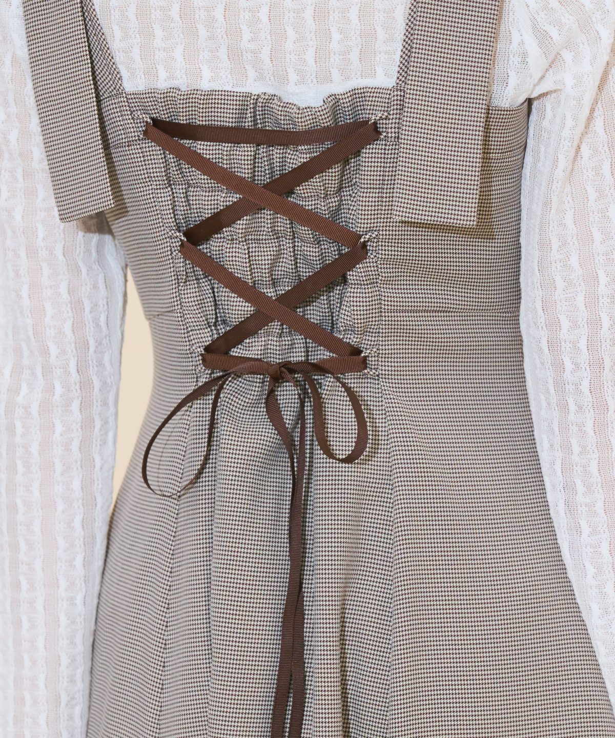 ショルダーリボンフロントZIPワンピース