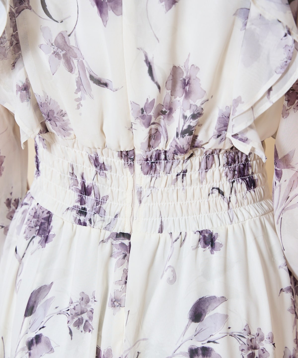 フラワープリントウエストシャーリングワンピース