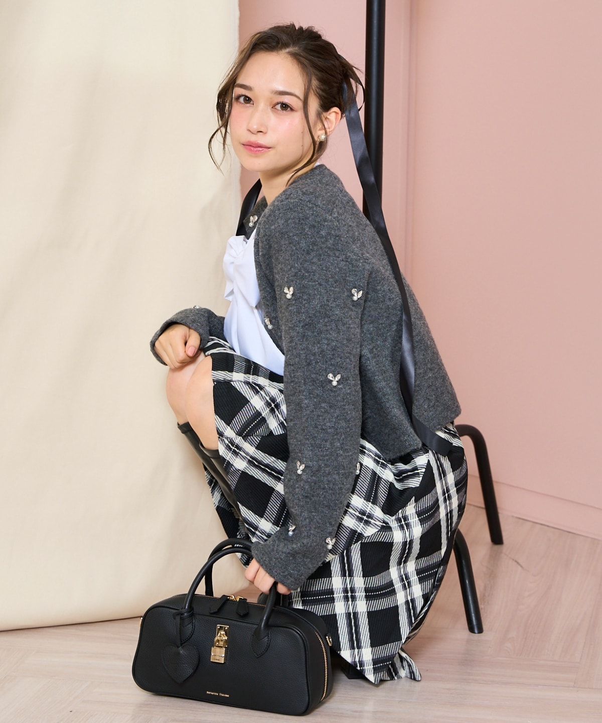 ノーカラービジューニットジャケット