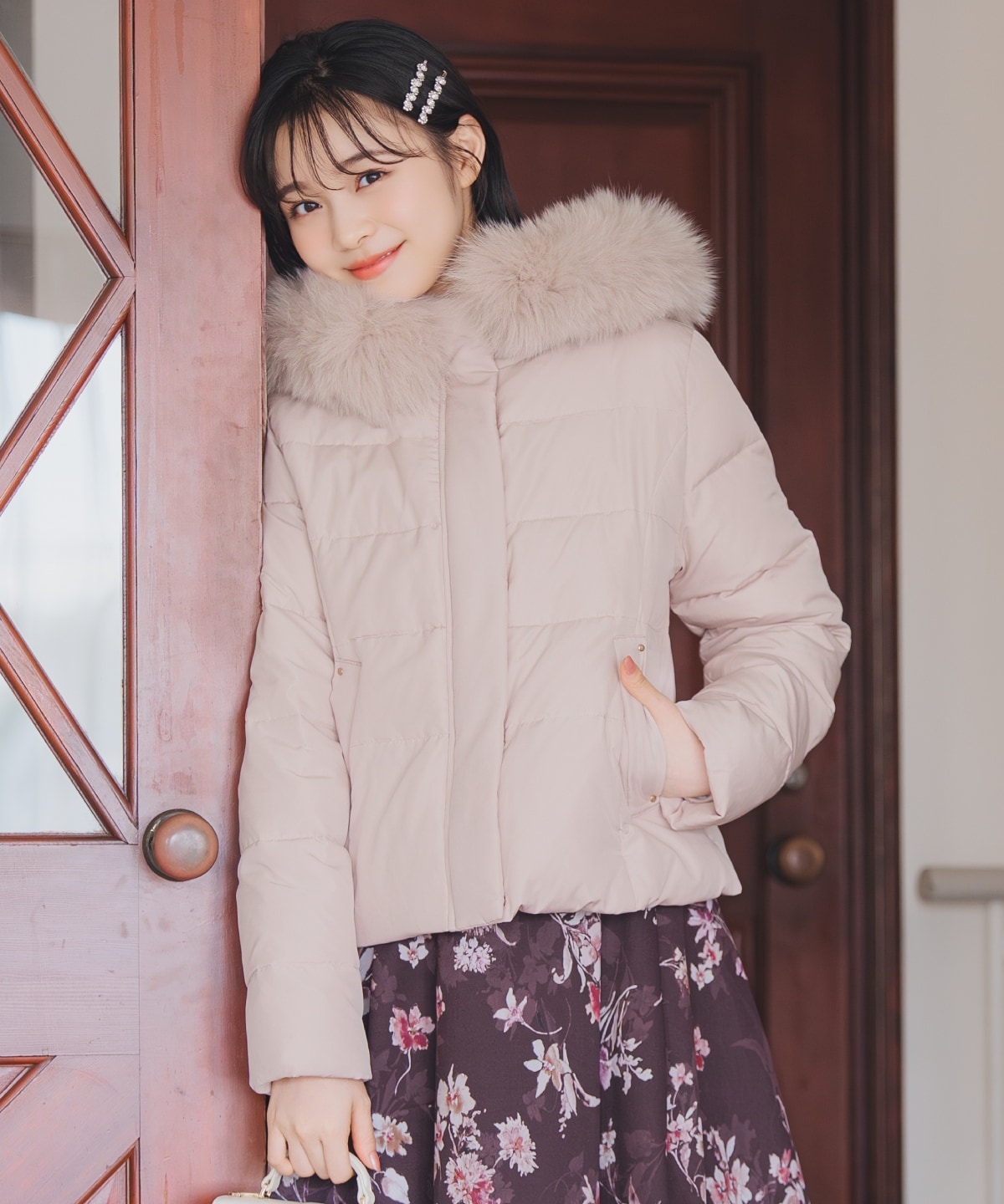 フードファーペプラムショートダウン