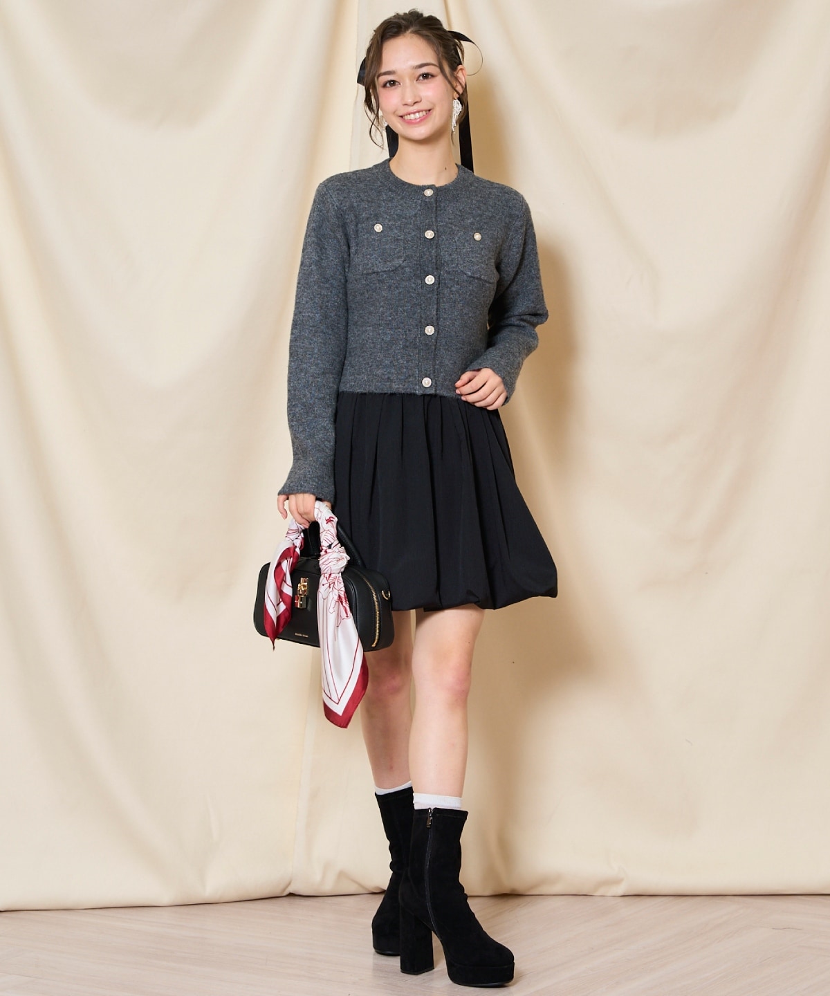 【再入荷予約受付中】モヘアライクニットジャケット