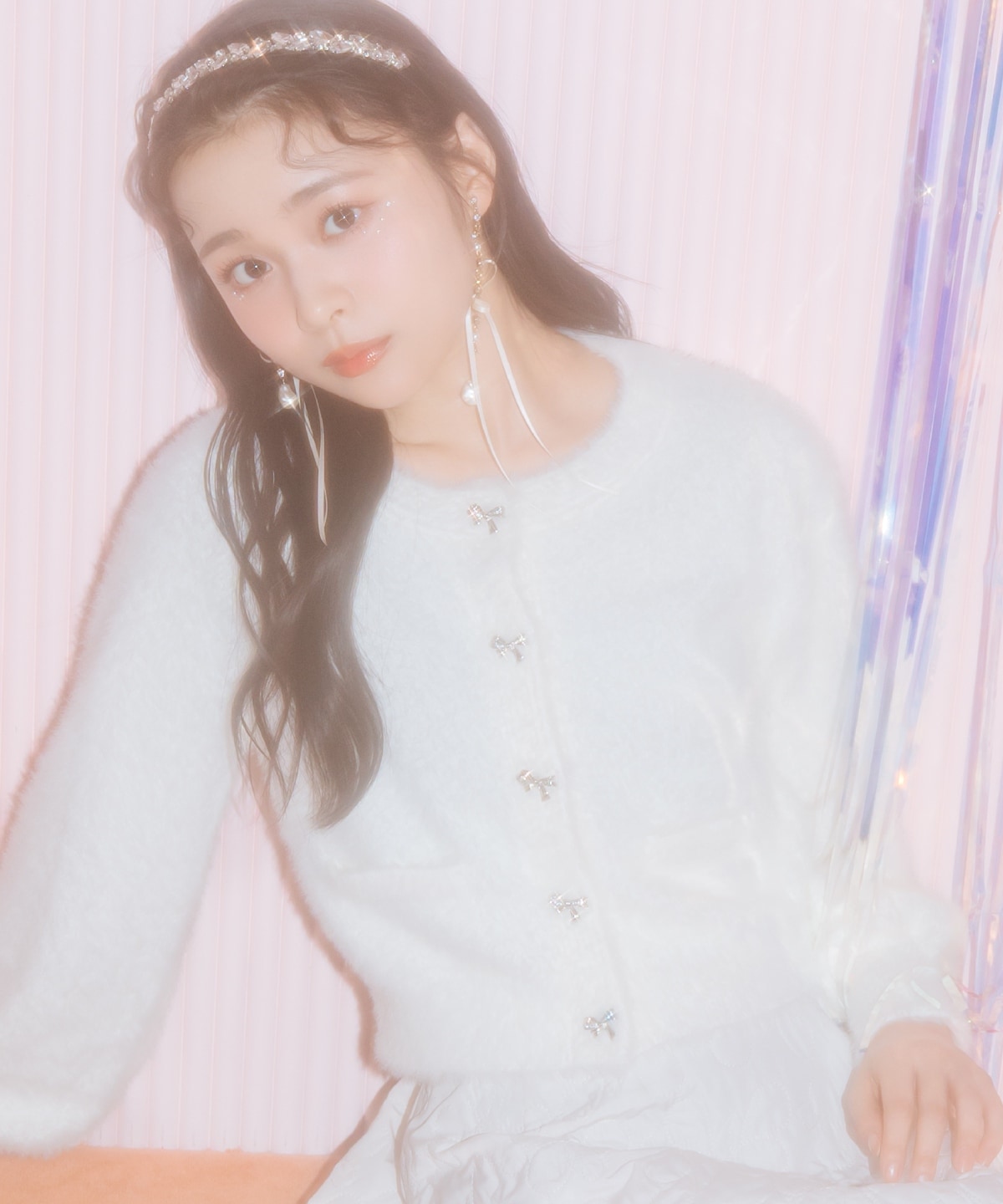 【1/1(thu)10時発売 New Year's Item】リボンボタンフェザーカーディガン