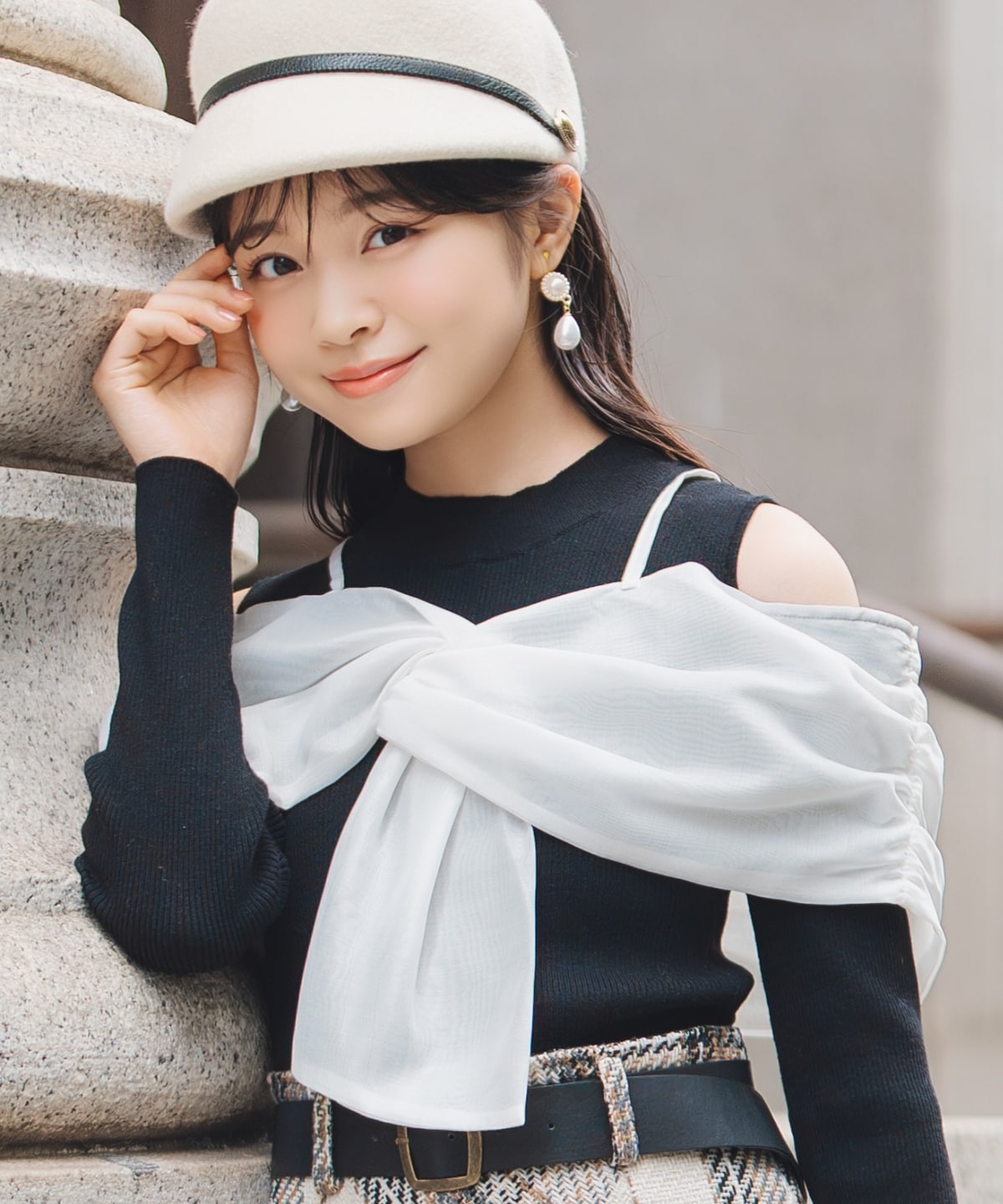 リボンビスチェドッキングリブニット