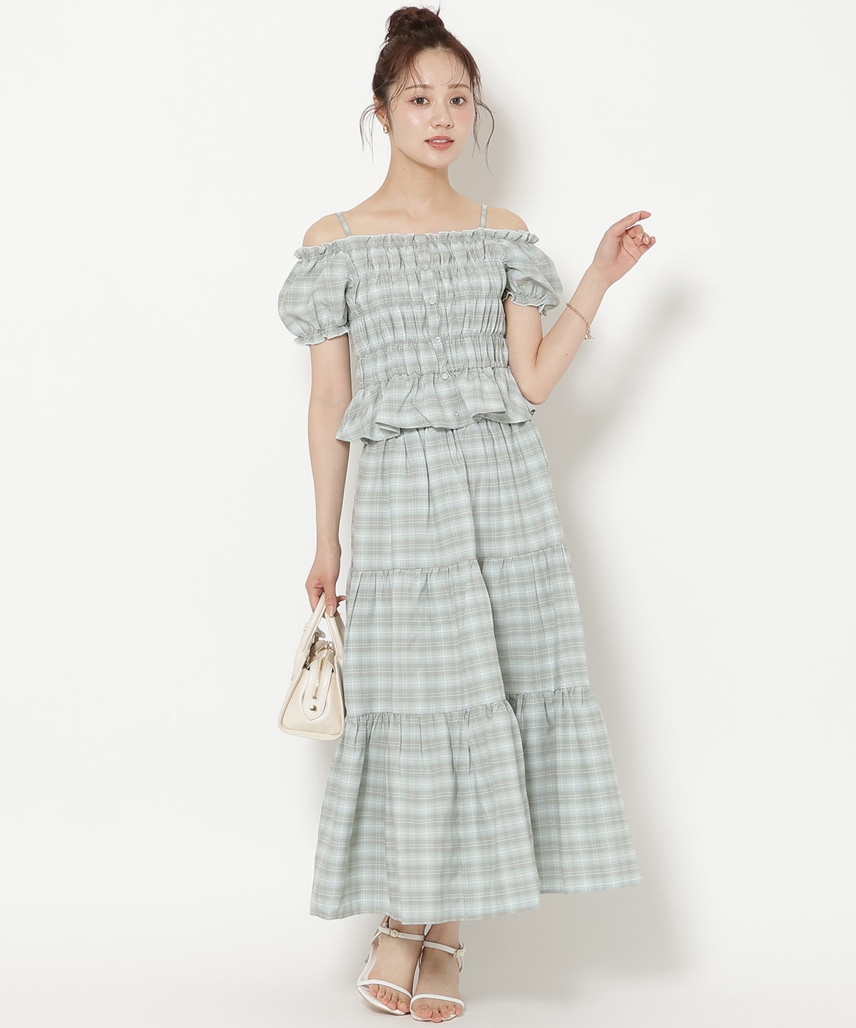 【7/3(fri)10時発売】シャーリングチェックブラウス