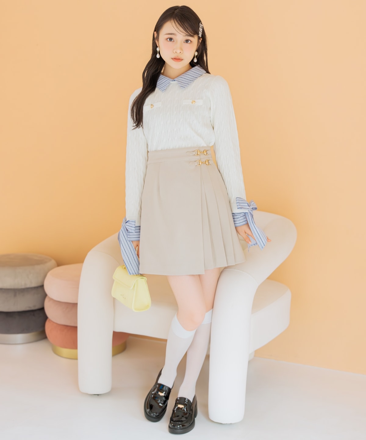 ビットデザインプリーツミニスカパン