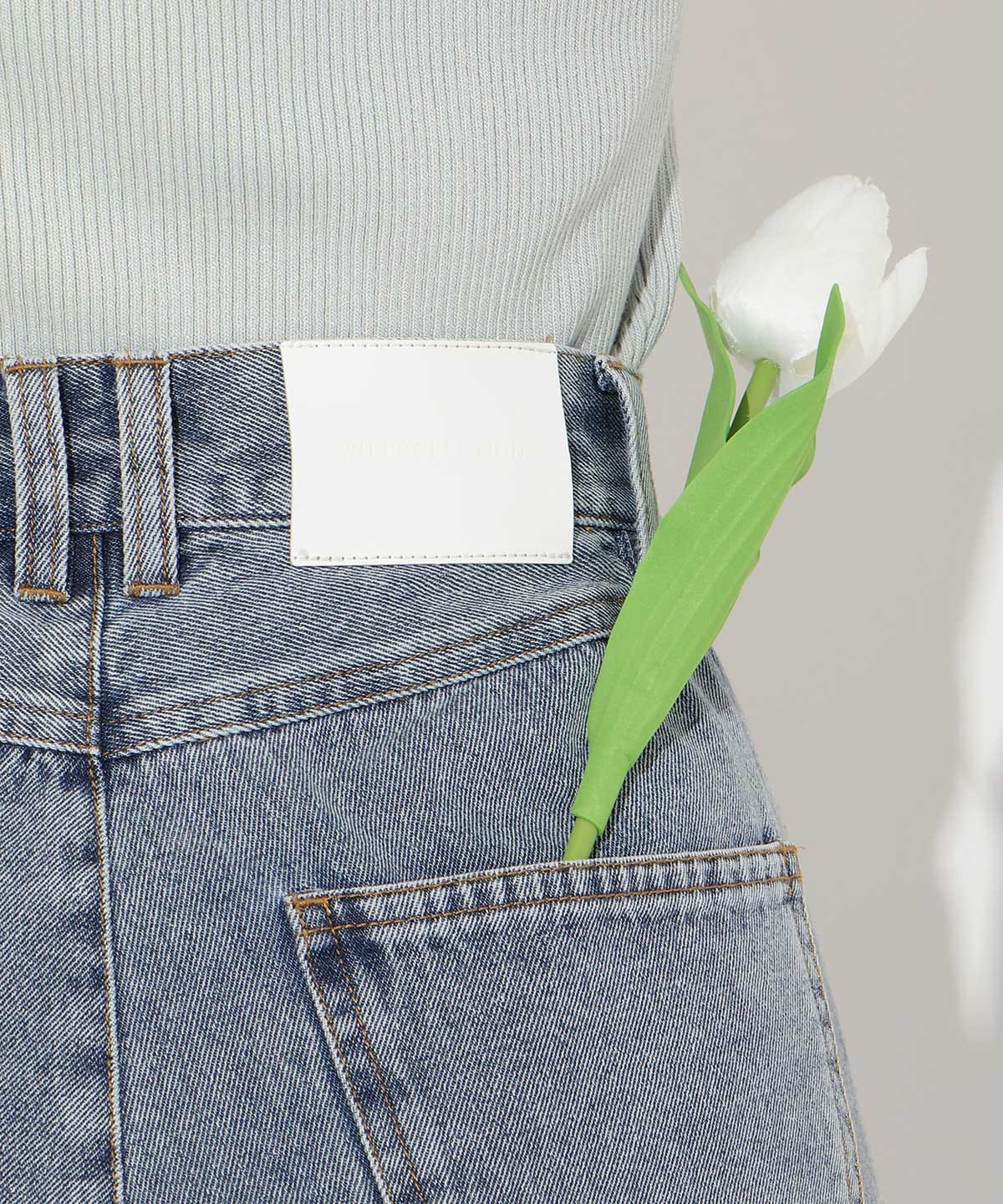 ビジューポケットワイドデニムパンツ