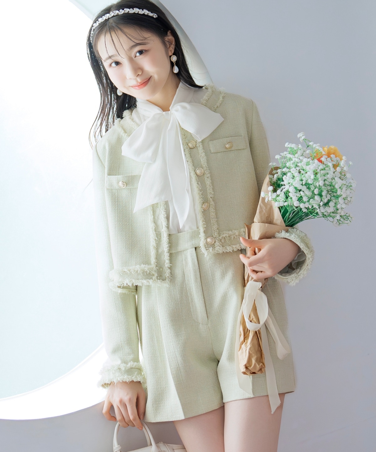 ツイードタックショートパンツ