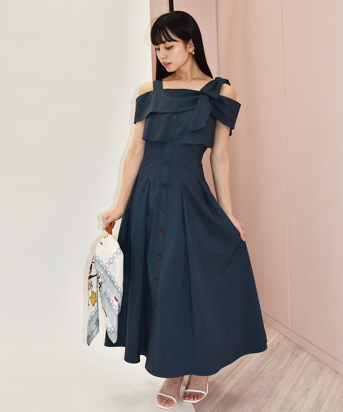 アシメリボンレイヤードワンピース